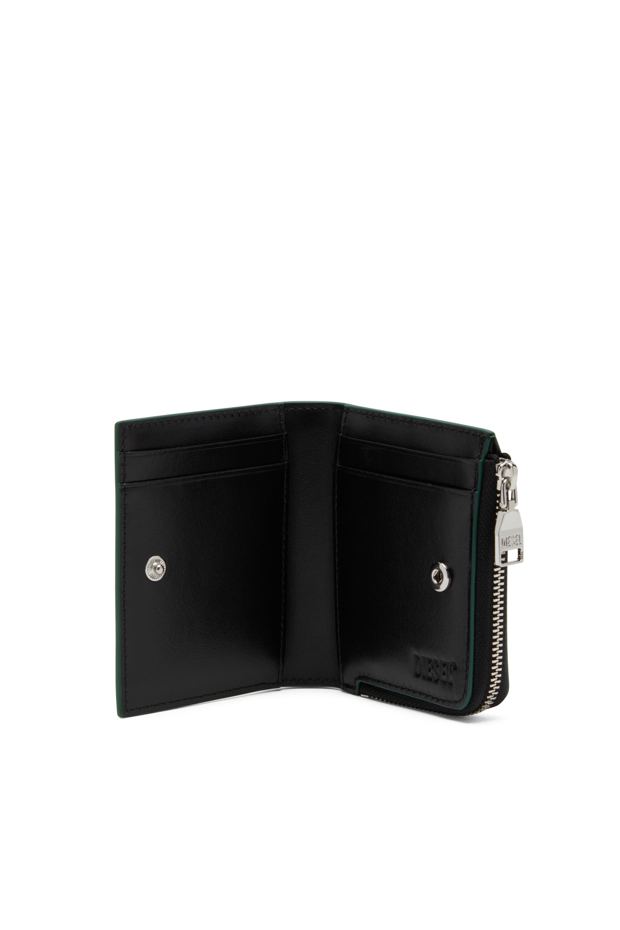 Diesel - 1DR CARD HOLDER ZIP L, Female's Iridescent bi-fold card holder in グリーン/ブルー - 3