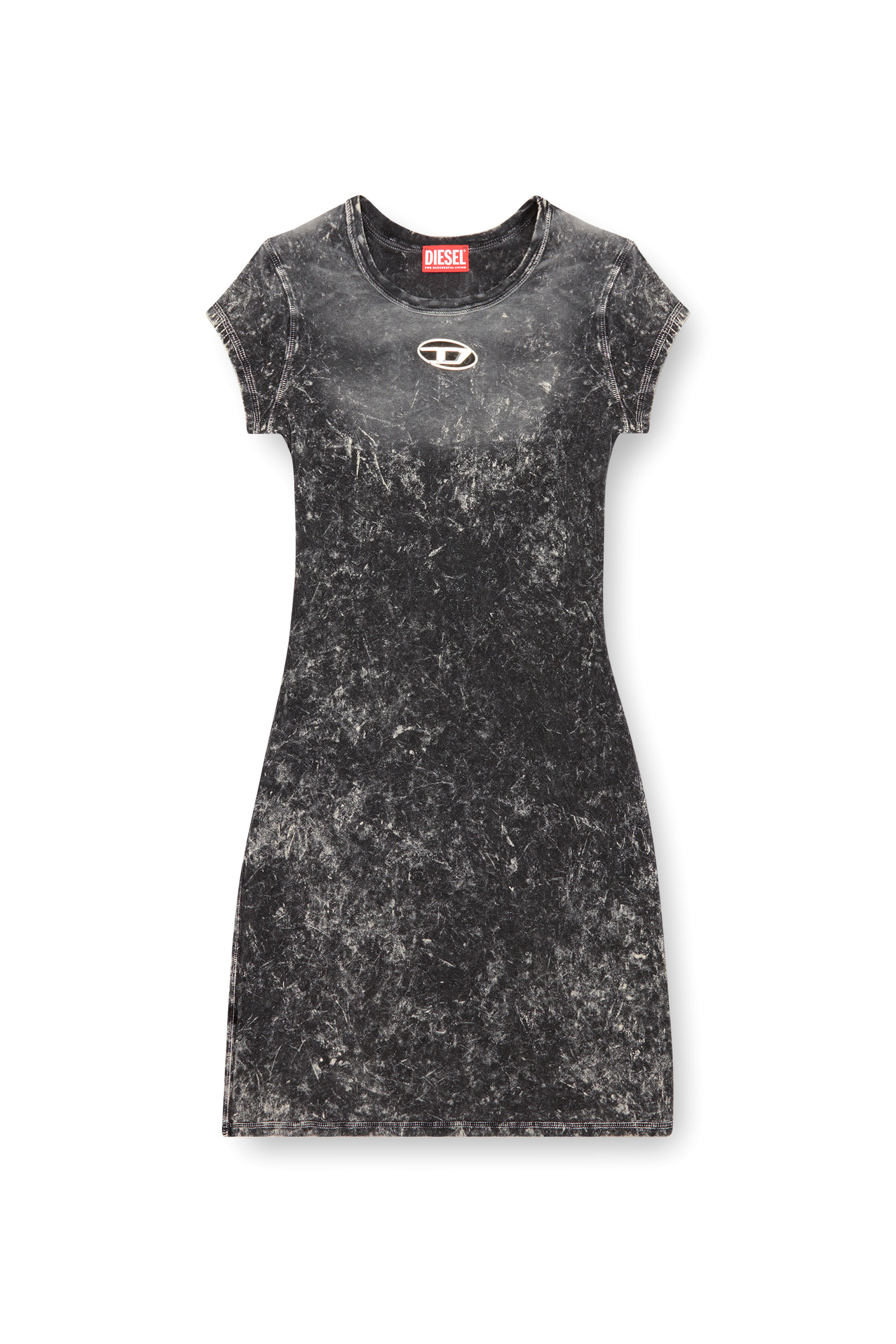 Diesel - D-ANGIEL-P1, Female Short dress in marbled stretch jersey in グレー - Image 5