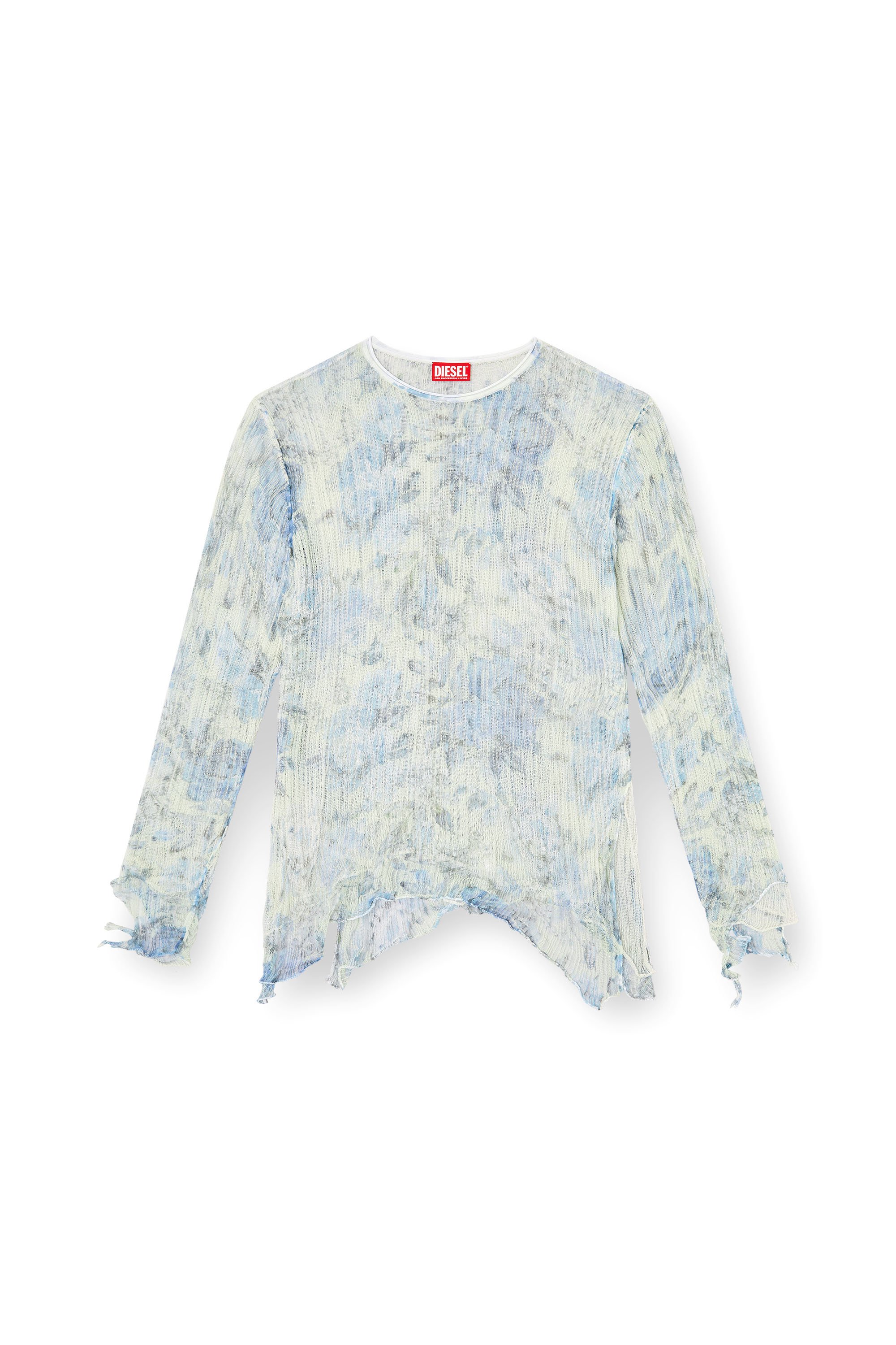 Diesel - K-AASMOS-A, Unisex's Dishevelled knit jumper with floral print in ライトブルー - 3