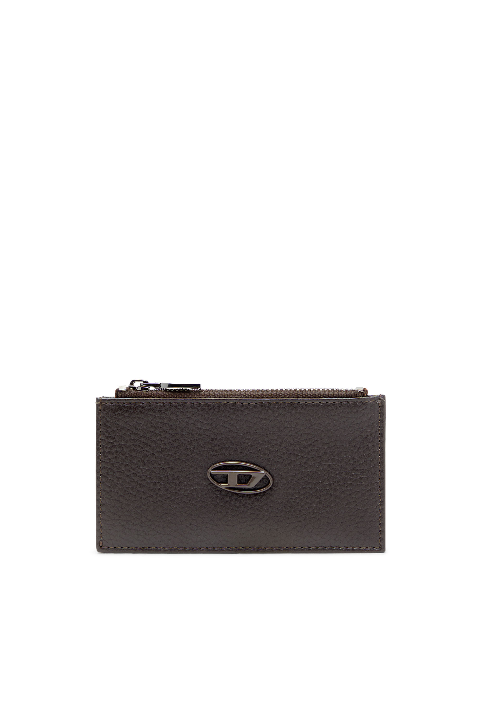 Diesel - HISSU EVO CARD HOLDER III, Male's Flat card holder in grainy leather in ダークブラウン - 1