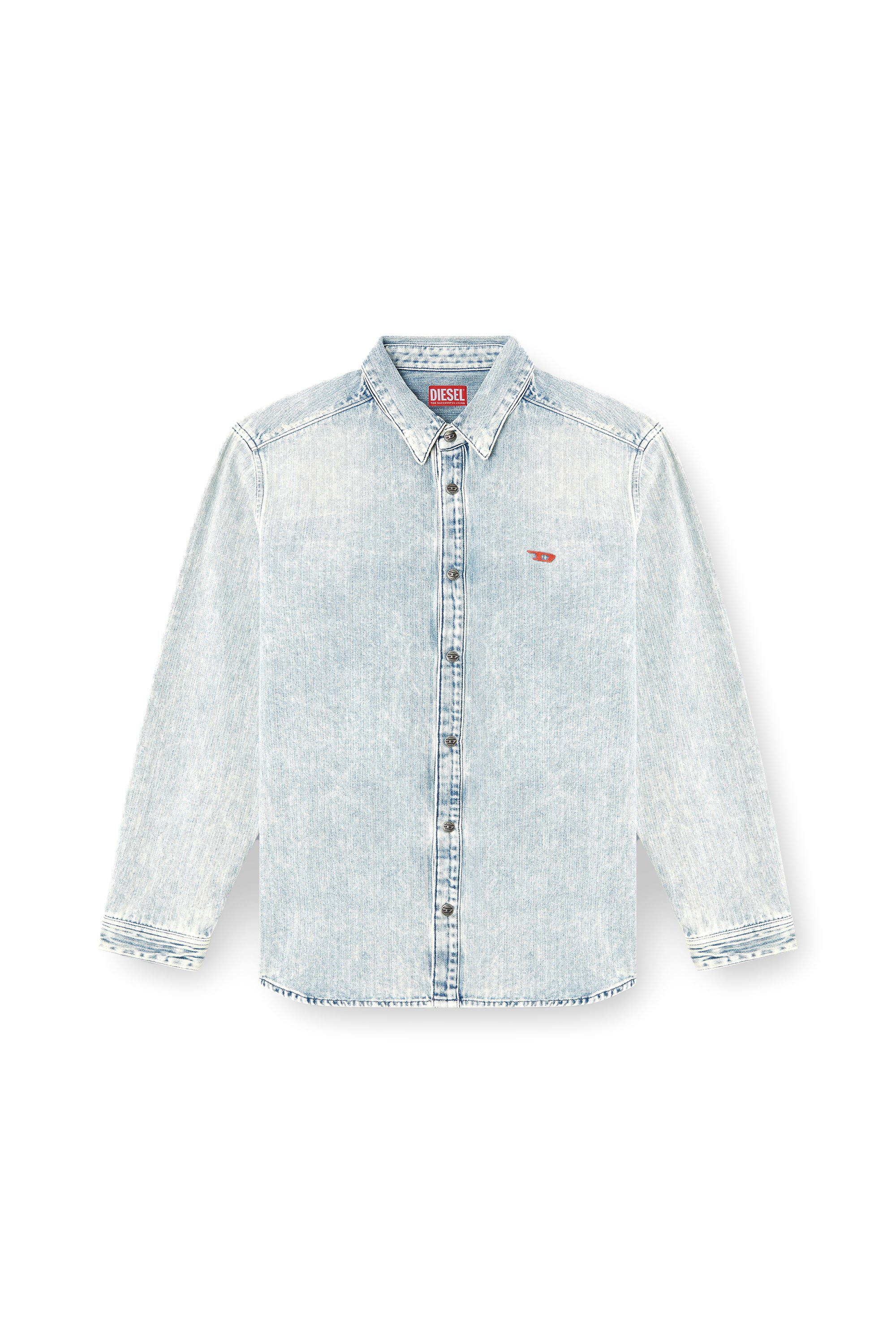 Diesel - D-SIMPLY, Male's Shirt in herringbone denim in ライトブルー - 3