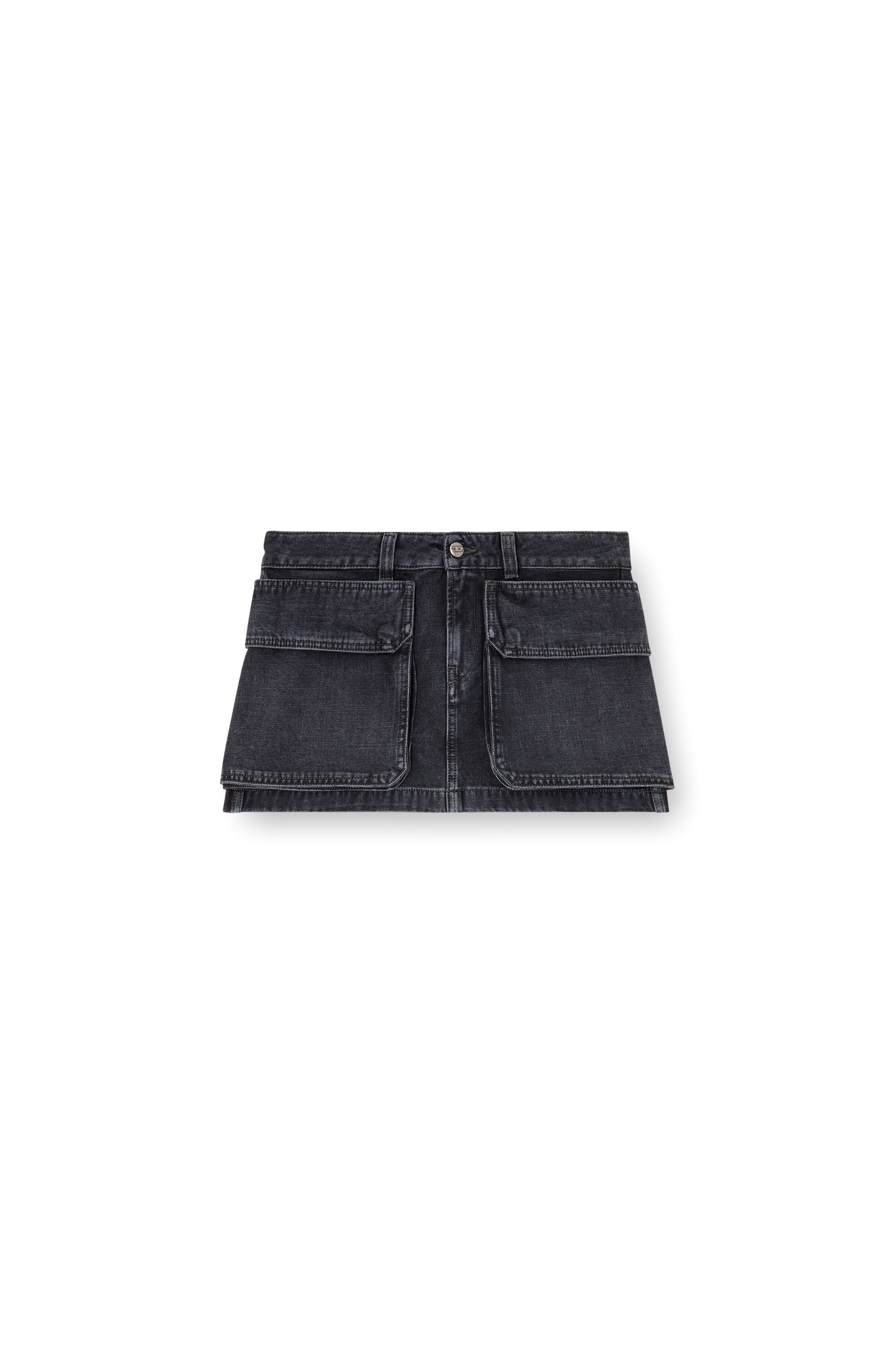 Diesel - DE-TON, Female's Mini skirt in batavia-weave denim in ブラック - 3