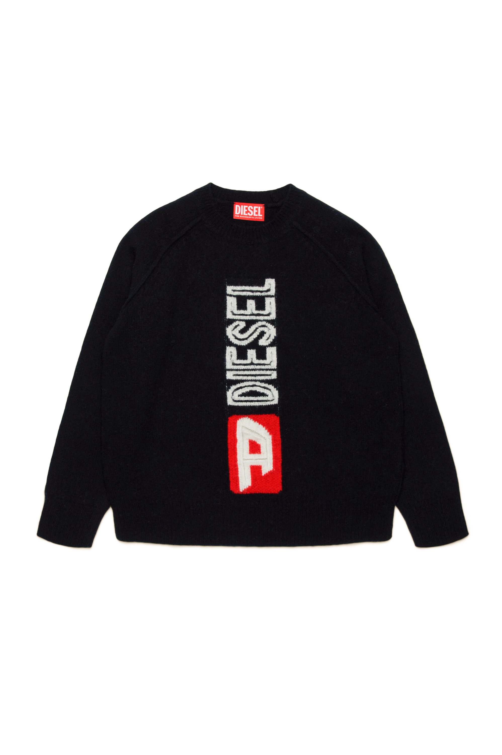 Diesel - KSARIA OVER, Unisex's Wool jumper with logo intarsia in ブラック - 1