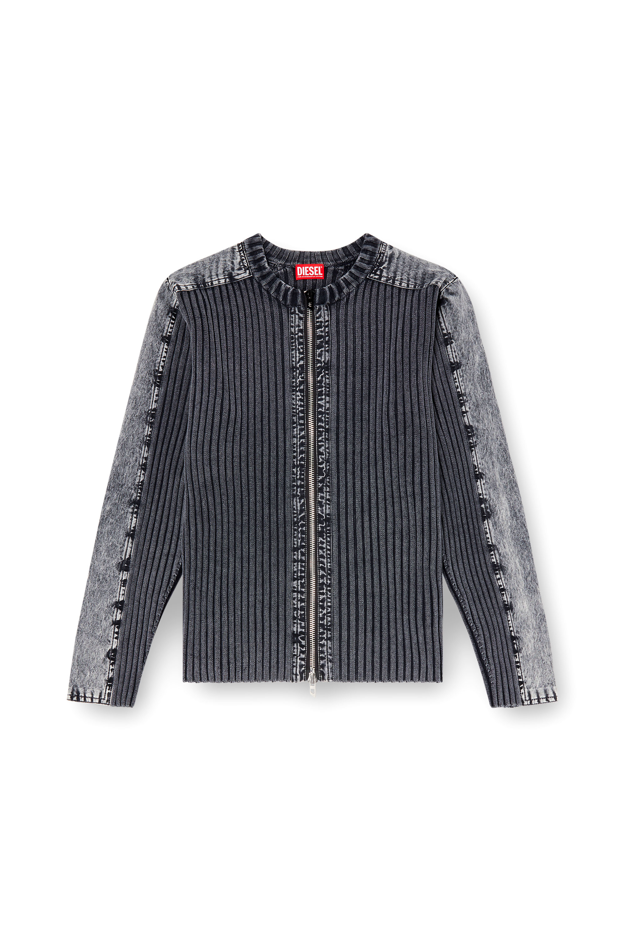 Diesel - K-MATTY, Male's Zip-up cardigan with contrast panels in ダークグレー - 3