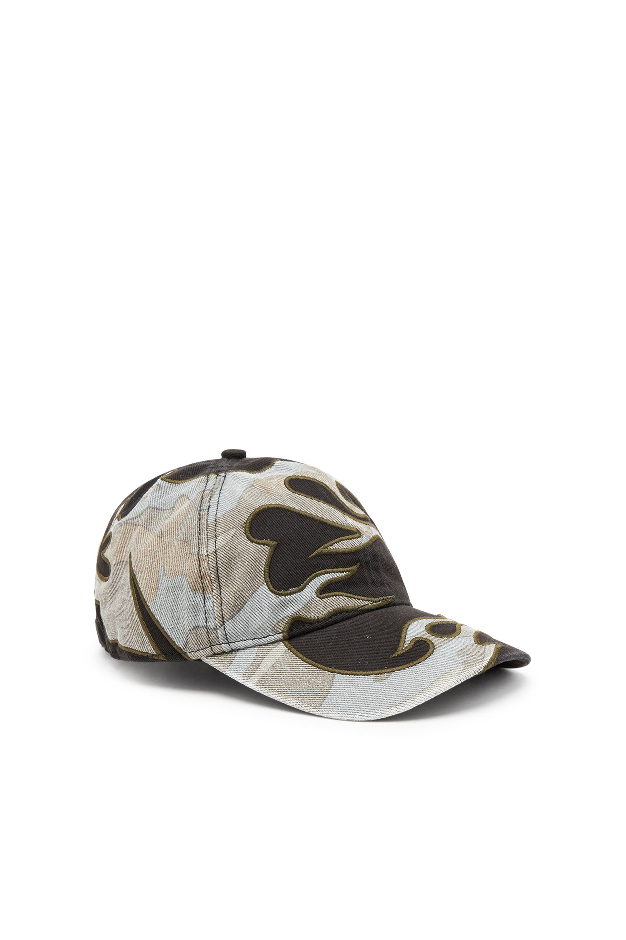 Diesel - C-FLAMA, Male's Baseball cap with camo flames in ブラック/グレー - 1