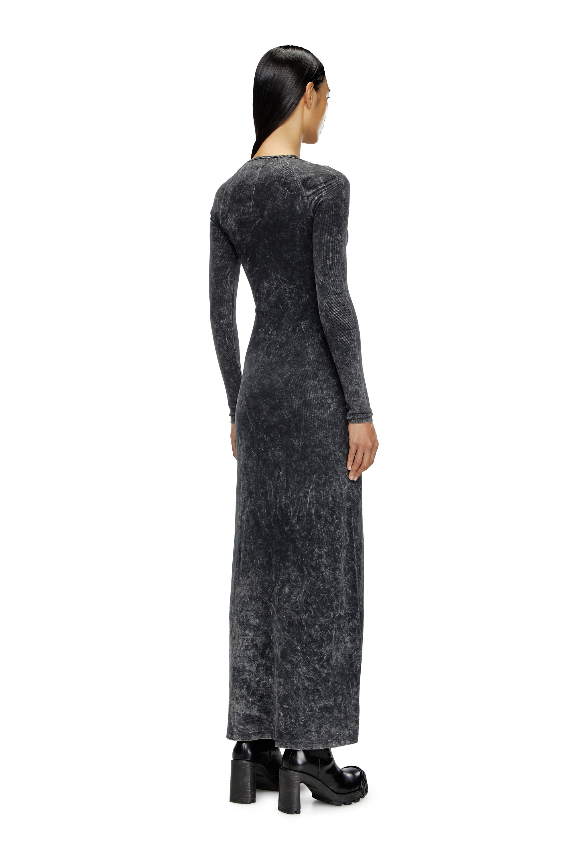 Diesel - D-MARINEL, Female's Long dress with marbled effect in ブラック - 2