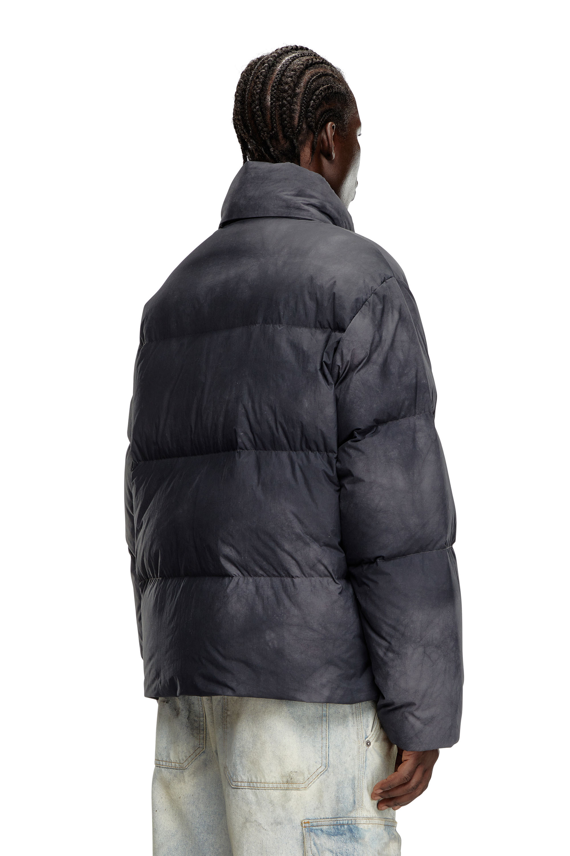 Diesel - W-RAVEEL, Male's Hooded down jacket in patchy nylon in ブラック - 4