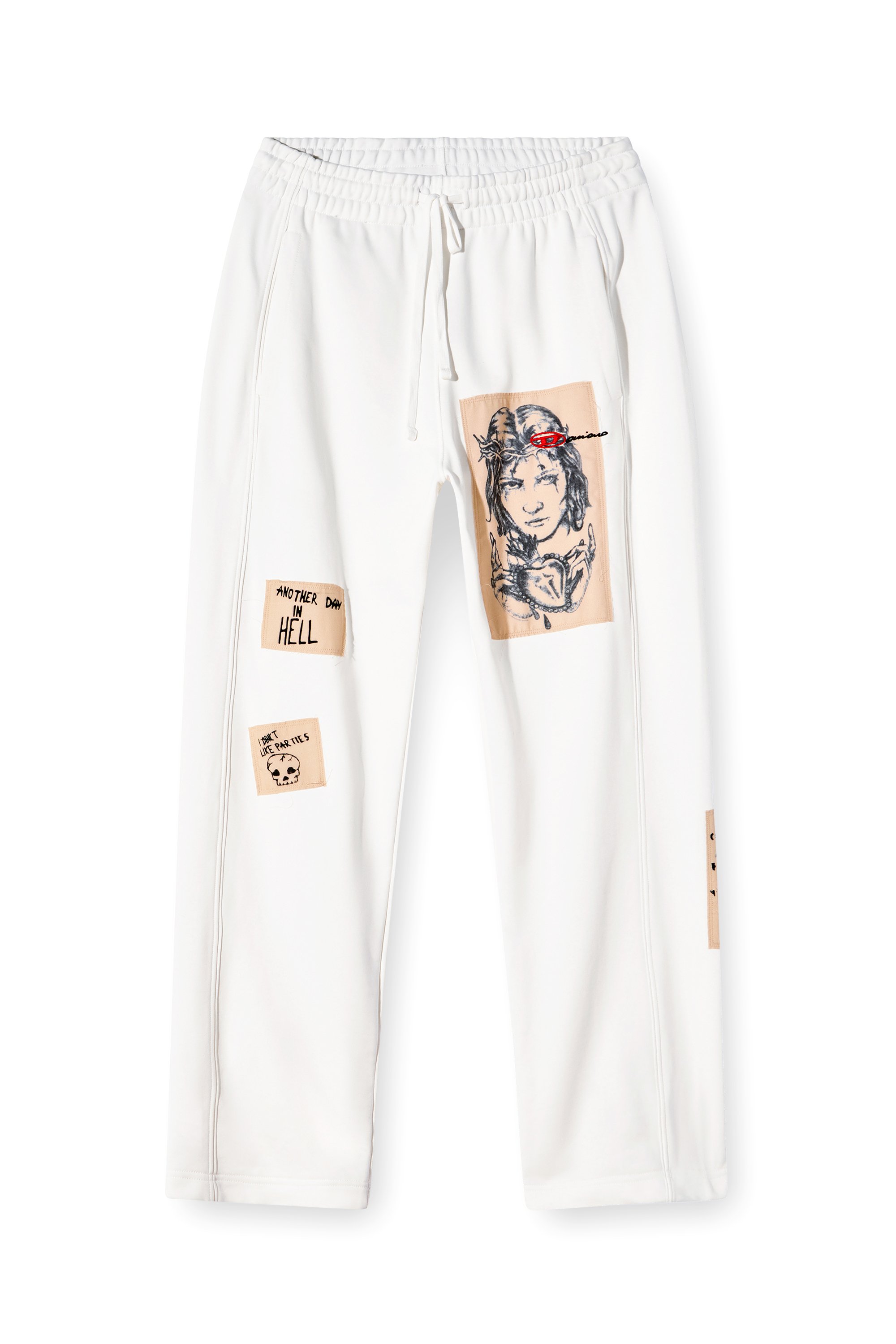 Diesel - P-MARTYANS-DD, Unisex's Track pants with tattoo patches in ホワイト - 7