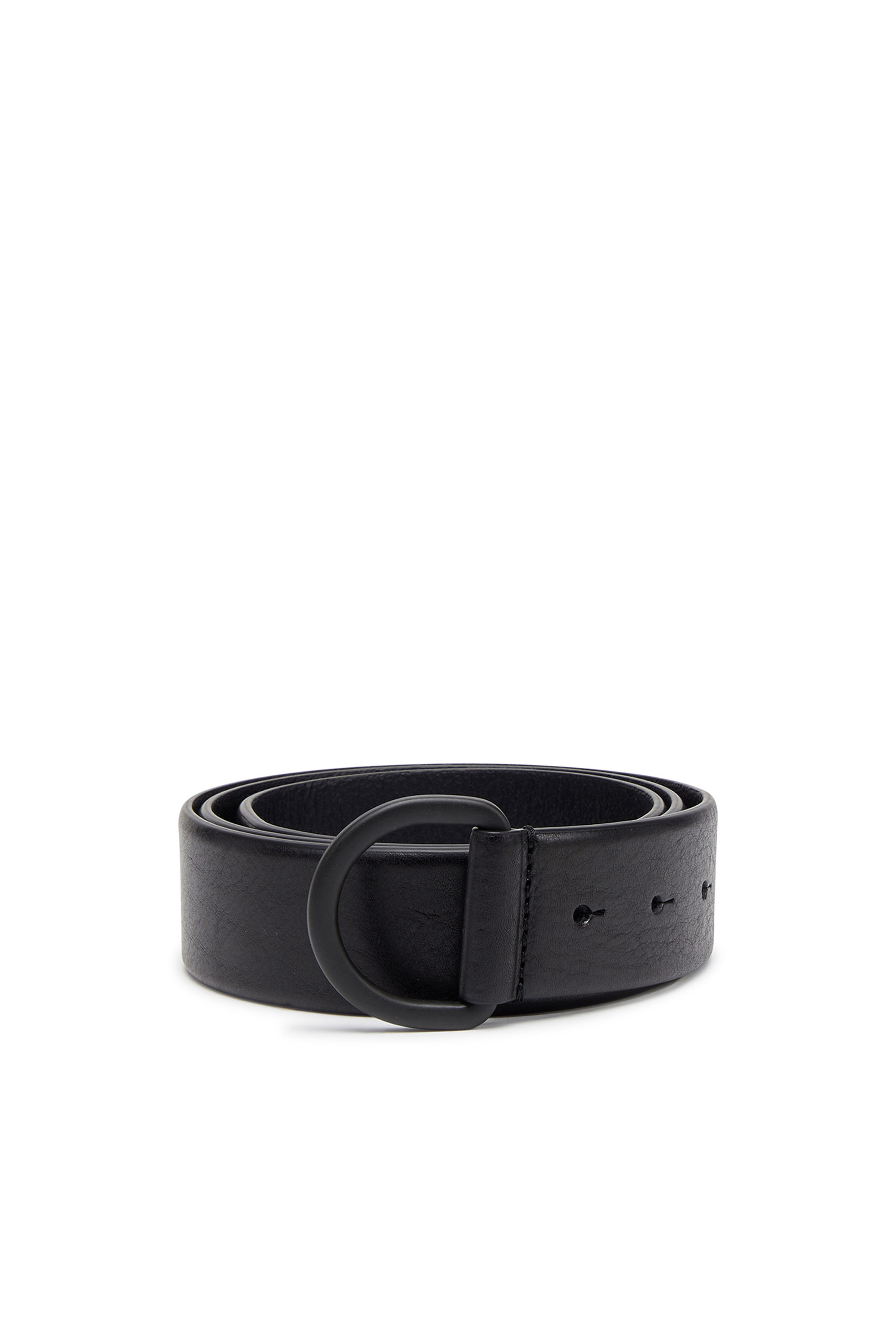 Diesel - B-D STUD 40, Male's D-ring belt in leather in ブラック - 1