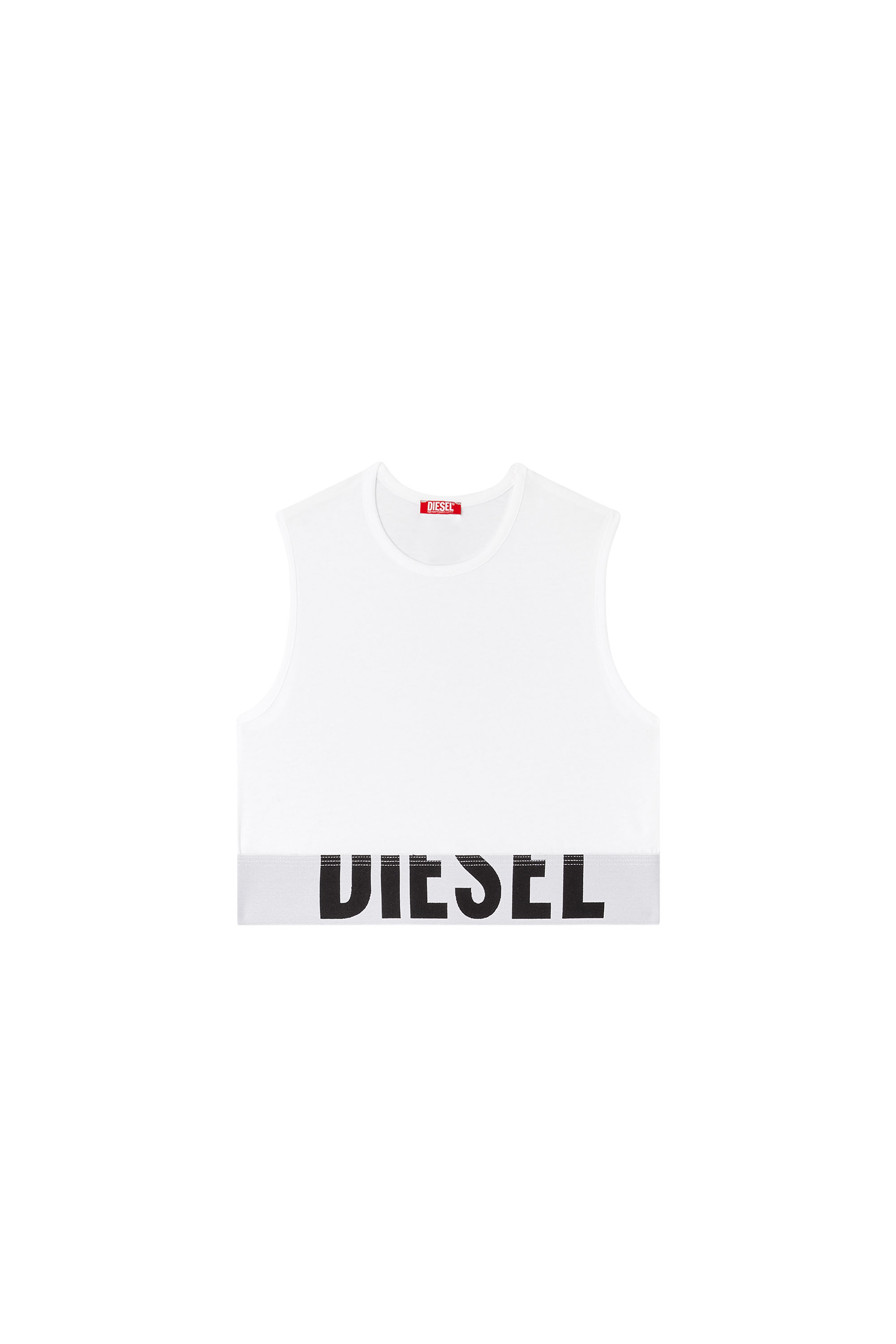 Diesel - ADA-D-POP, Female's Cropped tank top with cut-off logo in ホワイト - 4