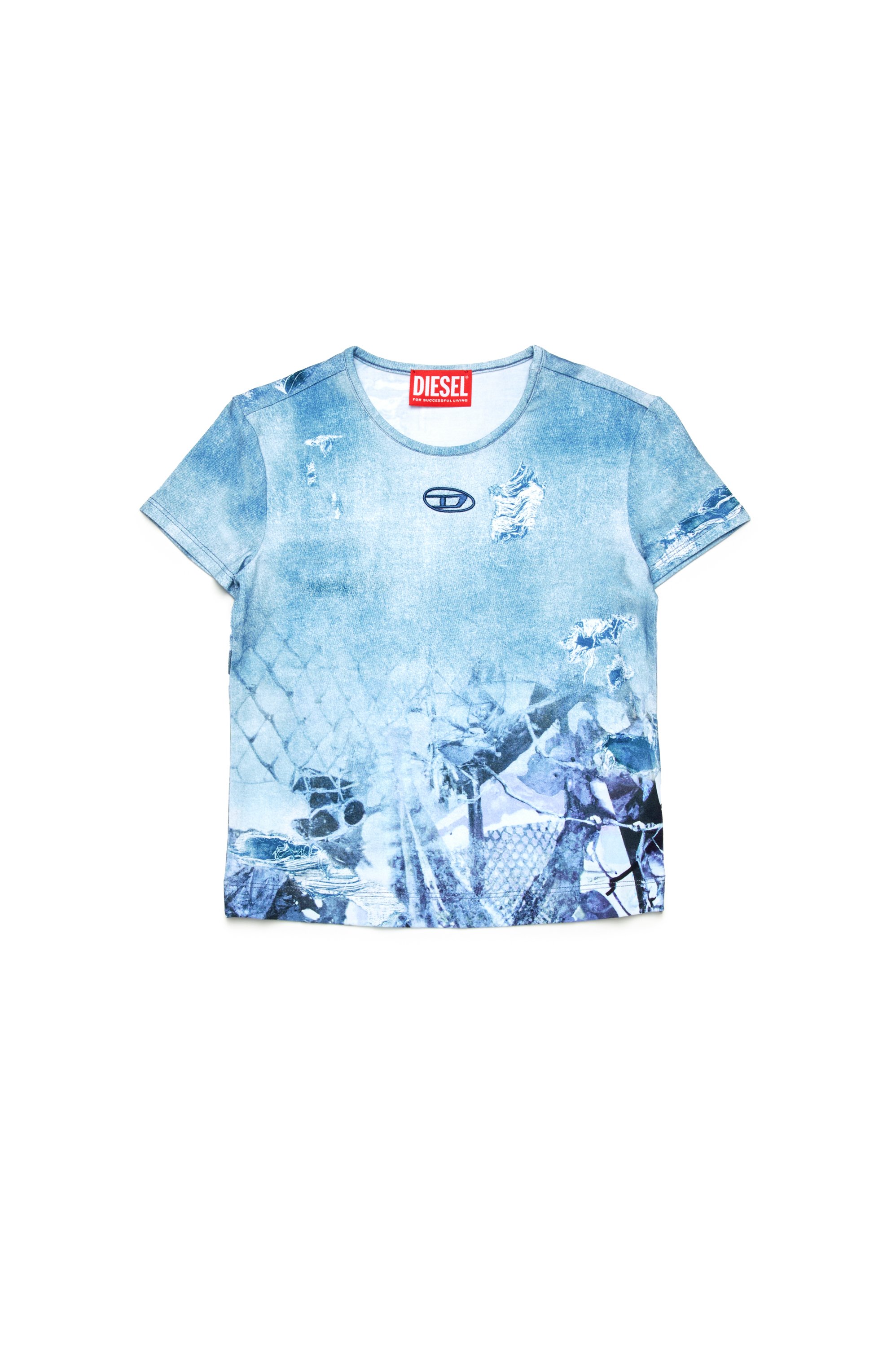 Diesel - TUNCSKI, Female's T-shirt with Camouflower print in ライトブルー - 1