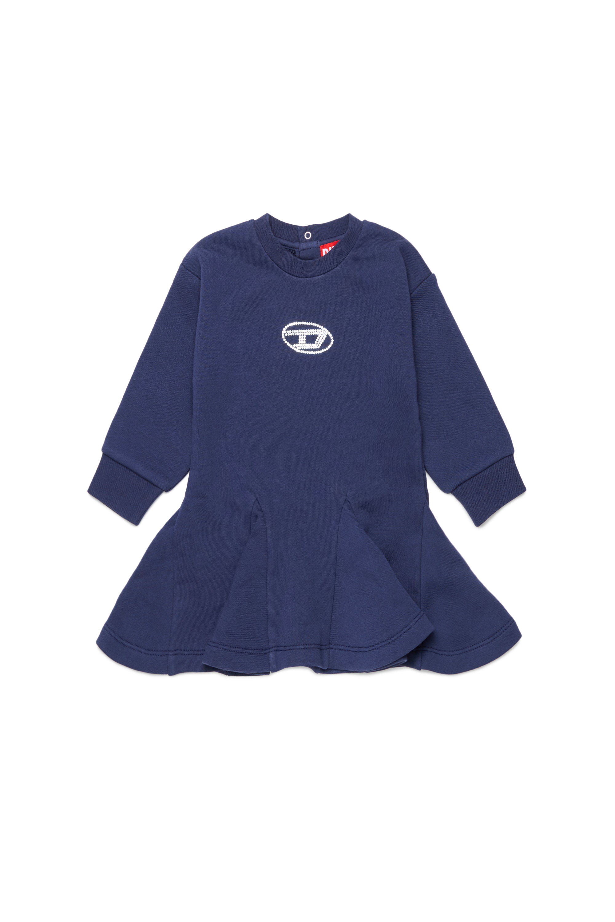 Diesel - DLUNLYB, Female Sweat cotton dress with crystal Oval D logo in ブルー - Image 1