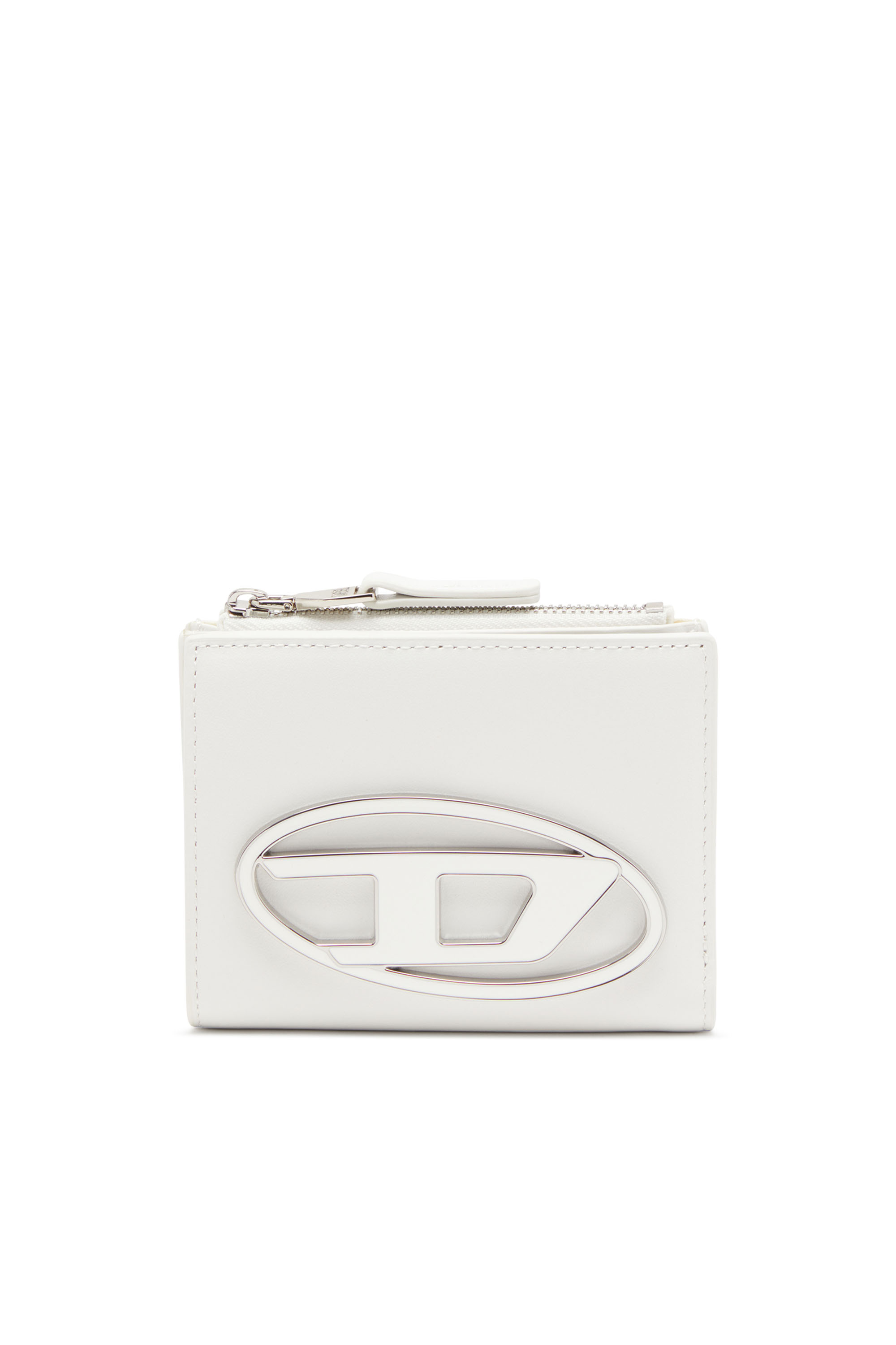1DR BI-FOLD ZIP II Small leather wallet with logo plaque｜ホワイト 