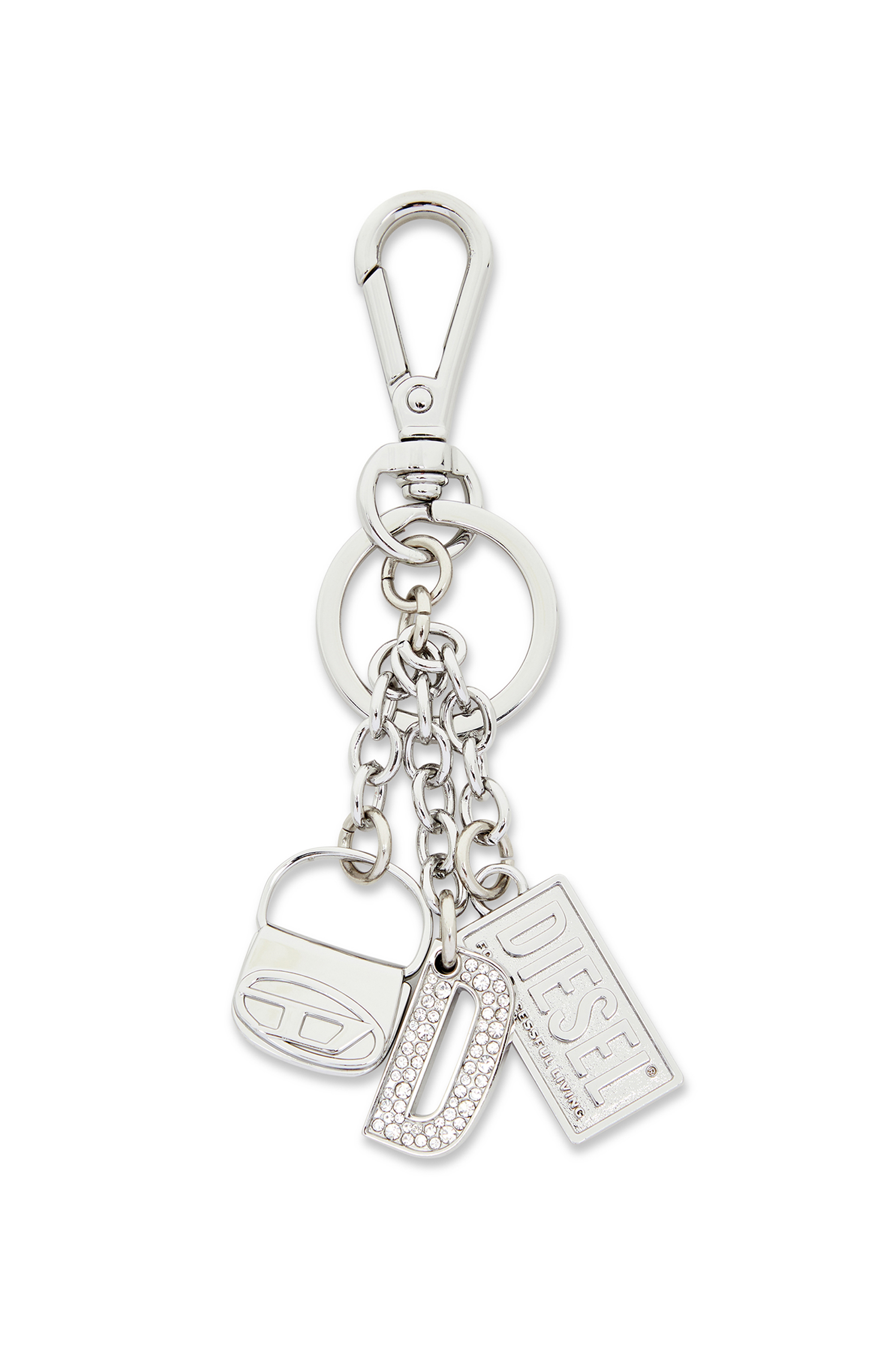 Diesel - 1DR KEY MULTICHARM, Female's Metal keyring with logo charms in シルバー - 1