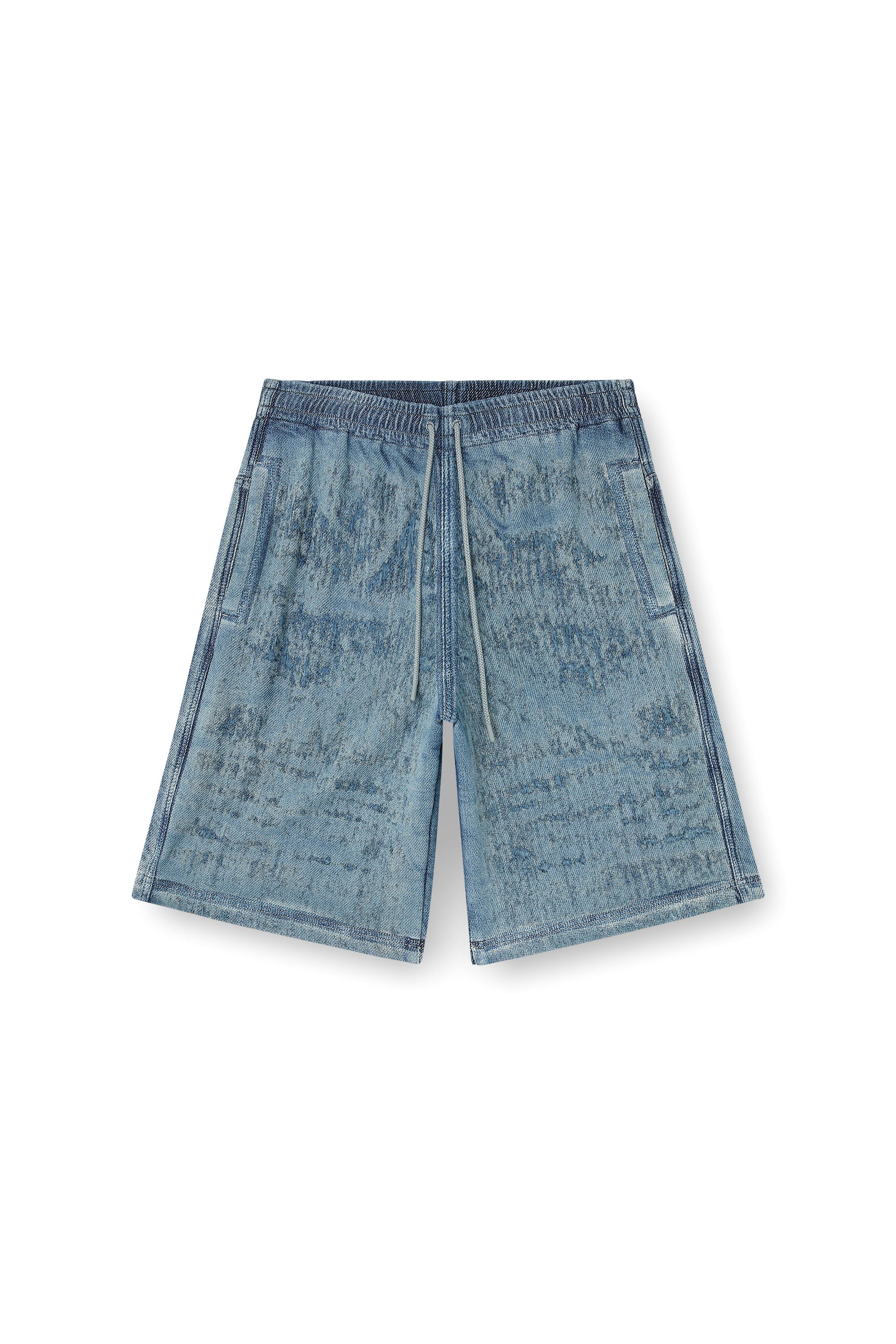 Diesel - D-ENIMOS-SHORT-FSG, Male's Bermudas in ultra-destroyed jacquard denim in ミディアムブルー - 3