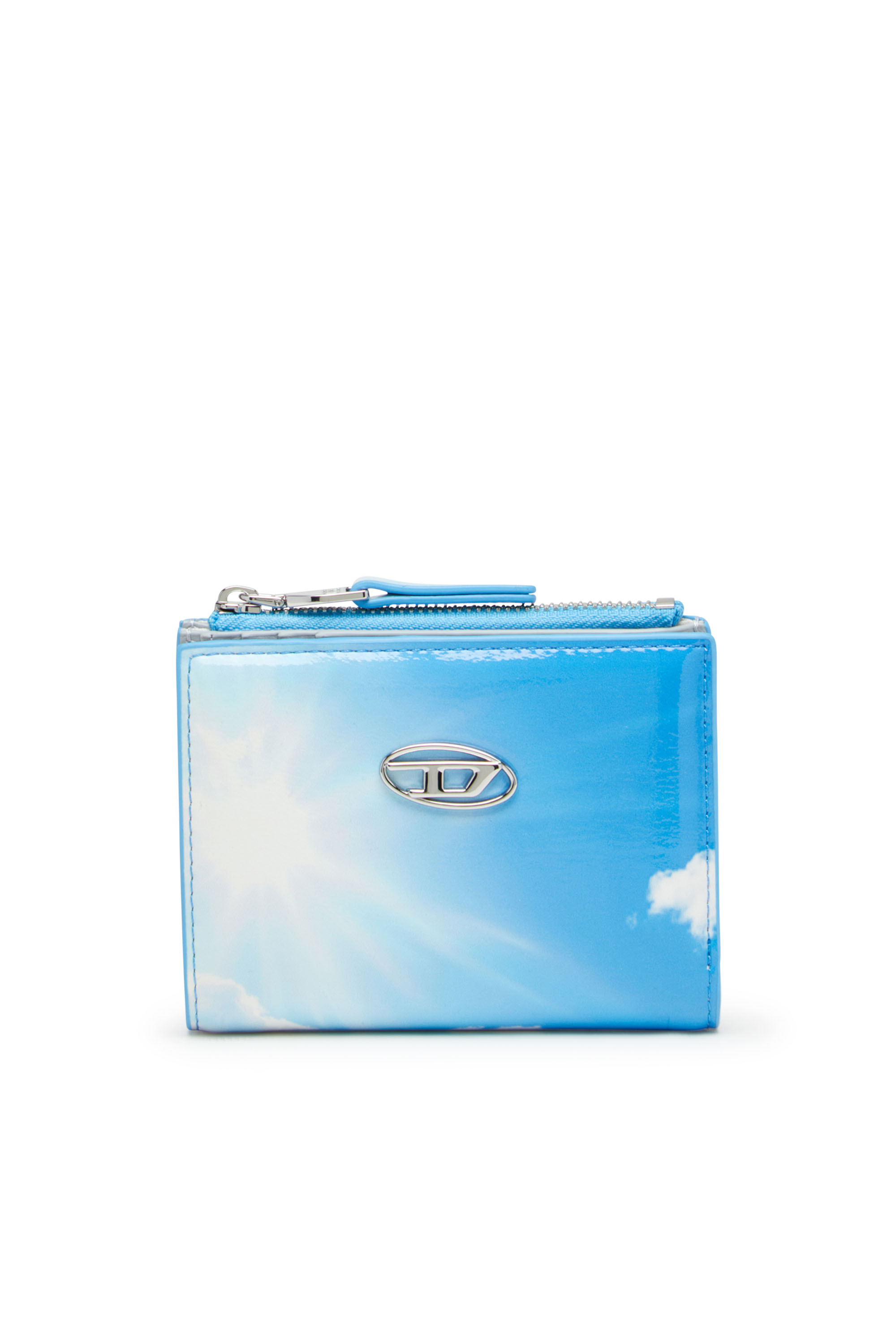 Diesel - PLAY BI-FOLD ZIP II, Female's Small wallet in printed glossy PU in ライトブルー - 1