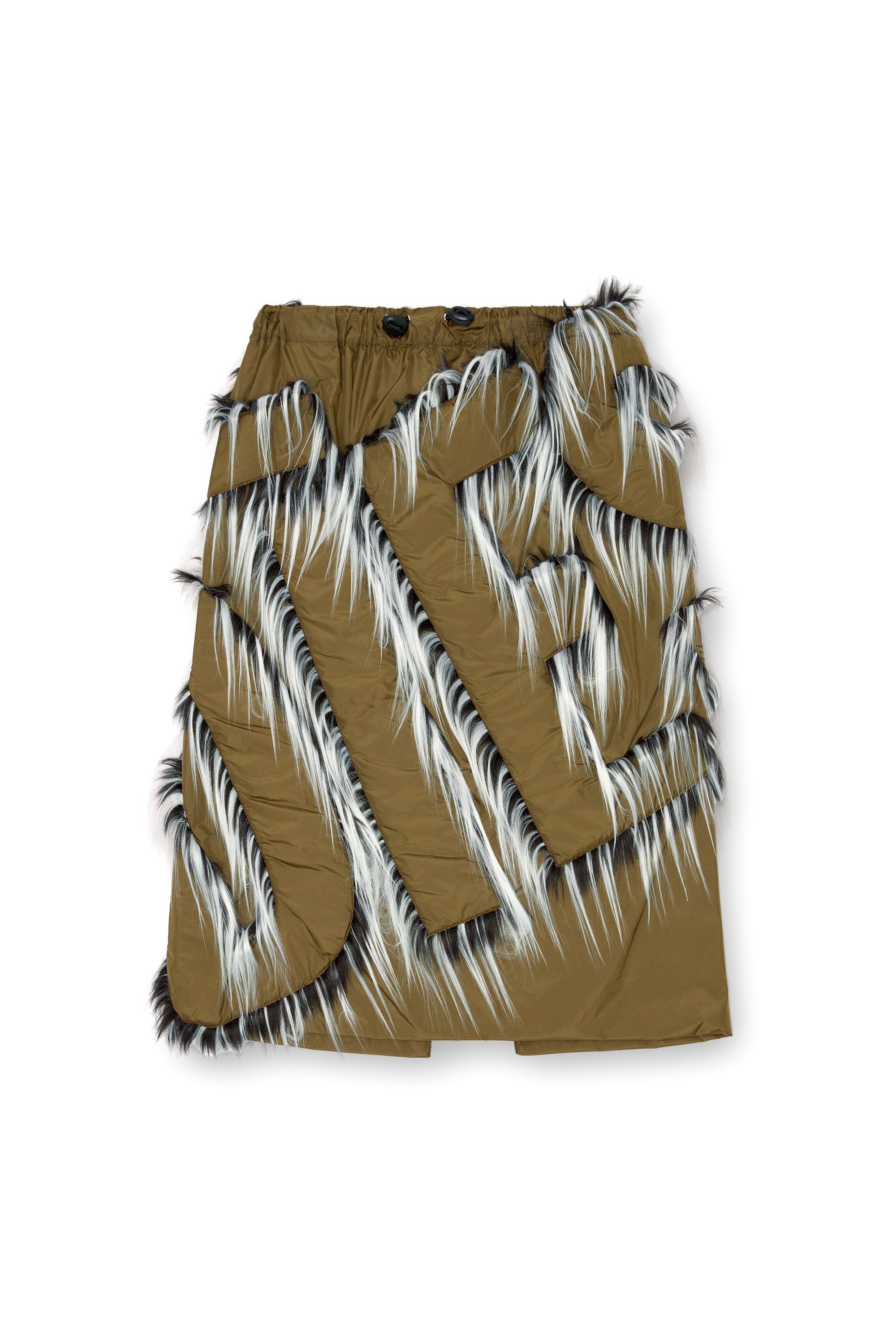 Diesel - O-SIDIAN, Female's Parachute nylon skirt with fuzzy logo in ミリタリーグリーン - 6