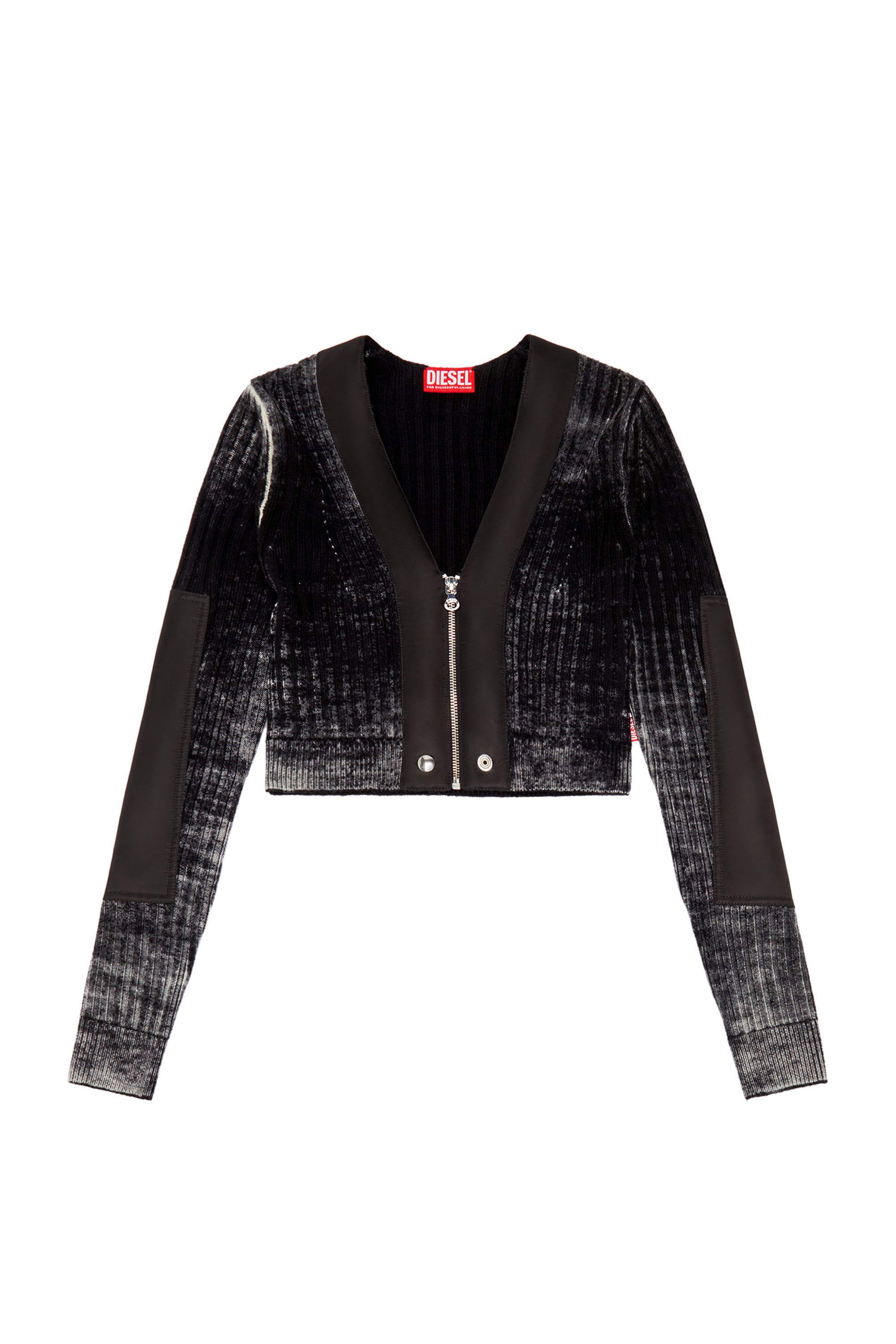 Diesel - M-ASERA, Female's Cropped wool cardigan with nylon trims in ブラック - 3