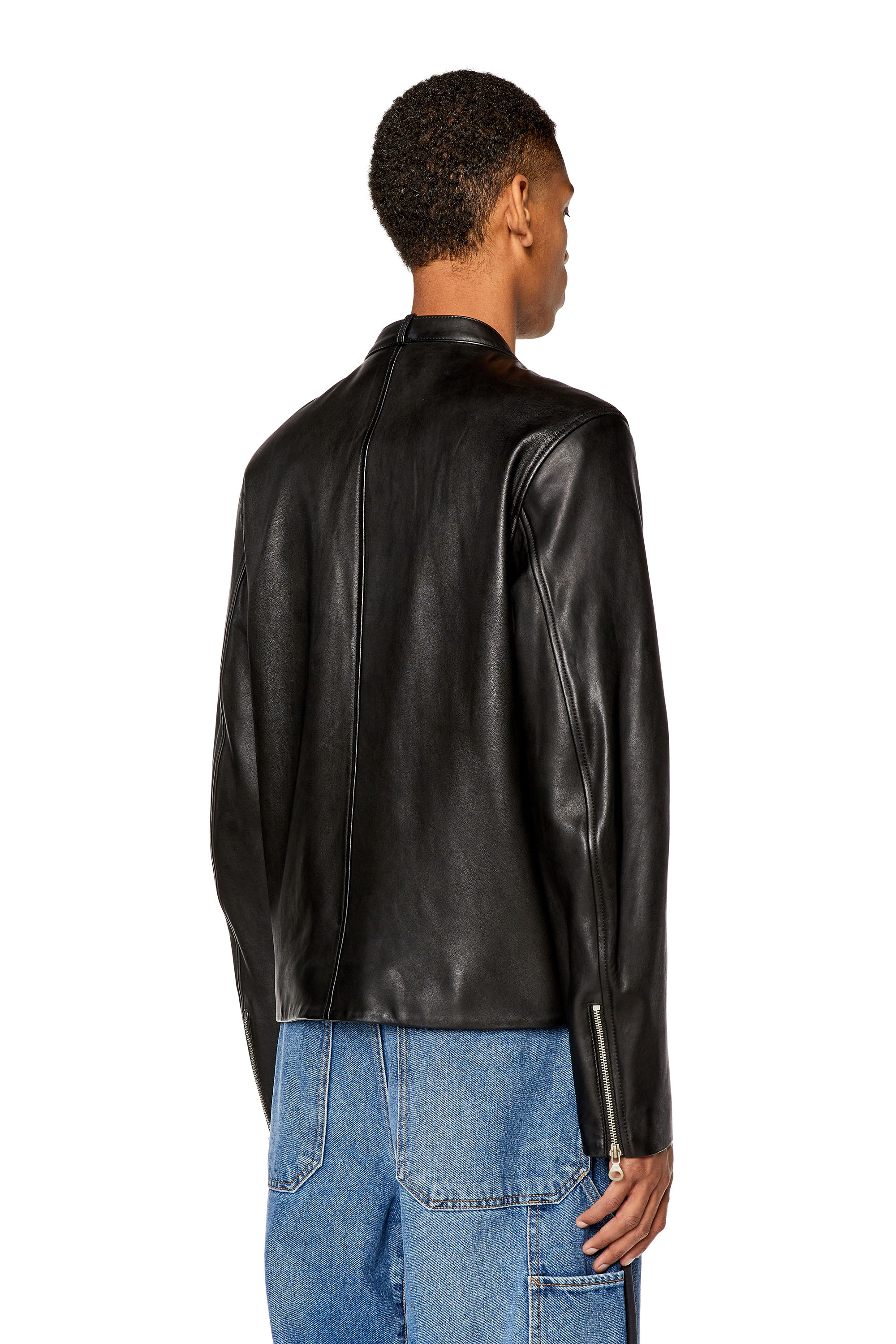 DIESEL ディーゼル Zipup leather Jacket ジップアップ レザージャケット A063470PDAS オレンジコットン100%裏地袖