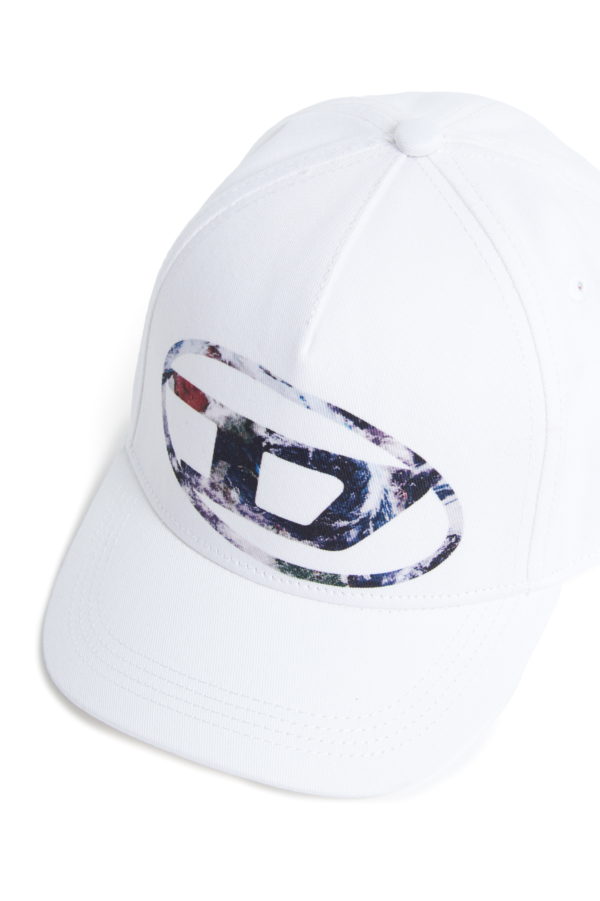 Diesel - FZERIL, Unisex Baseball cap with Earth-print Oval D logo in ホワイト - Image 4