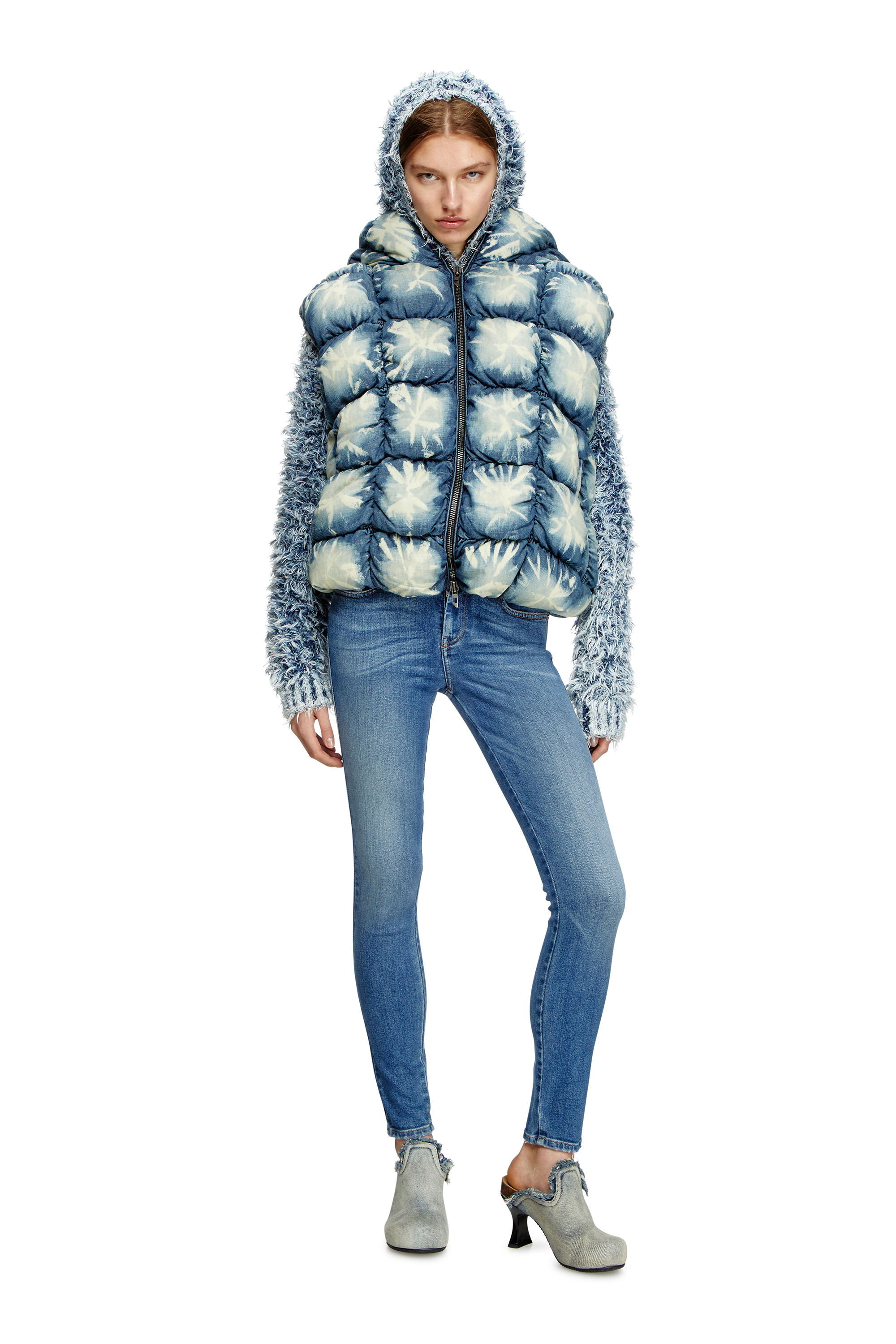 Diesel - W-THYS, Unisex's Tie-dyed denim puffer vest in ブルー - 7