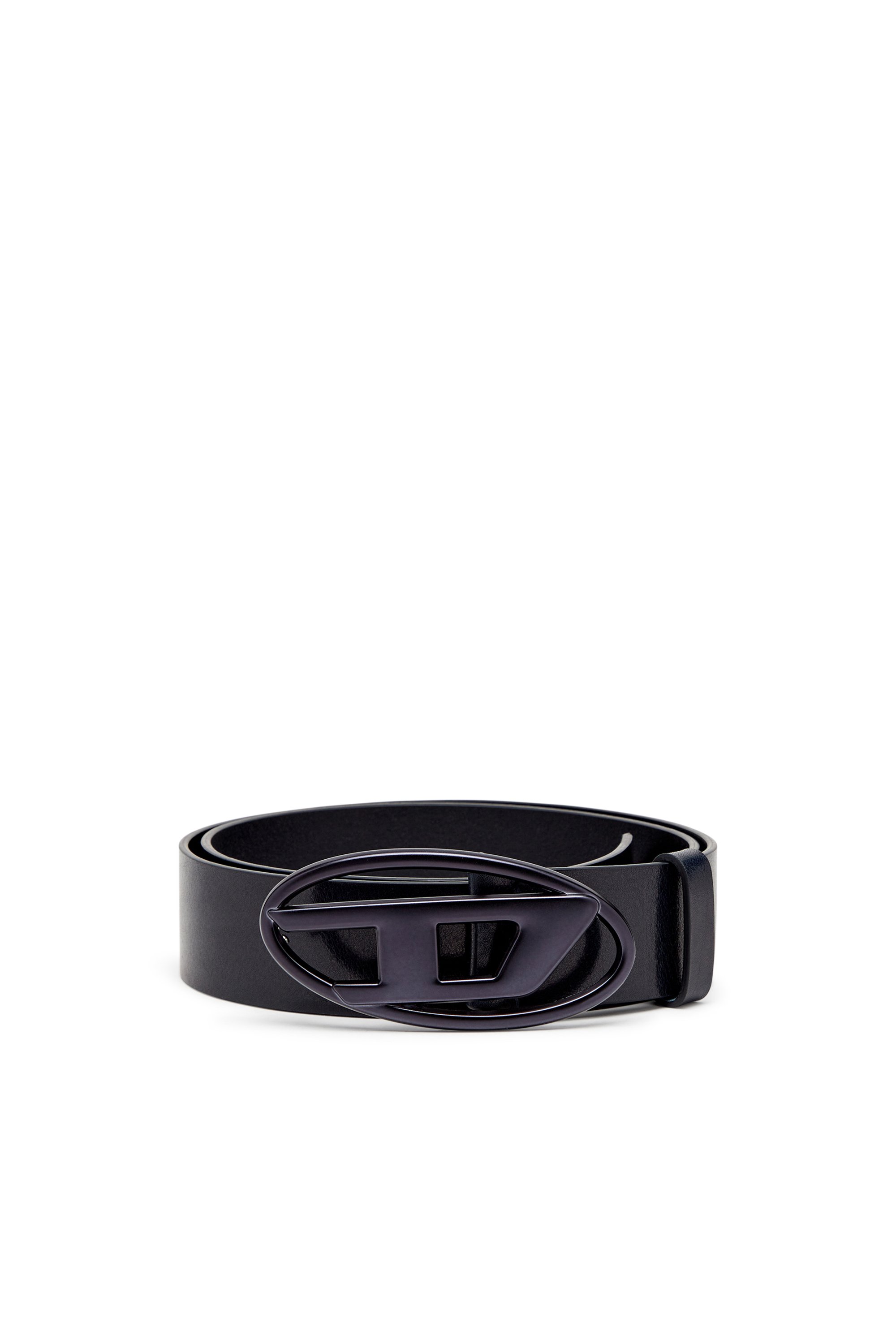 Diesel - B-1DR, Unisex's Leather belt with metallic Oval D buckle in ダークブルー - 1