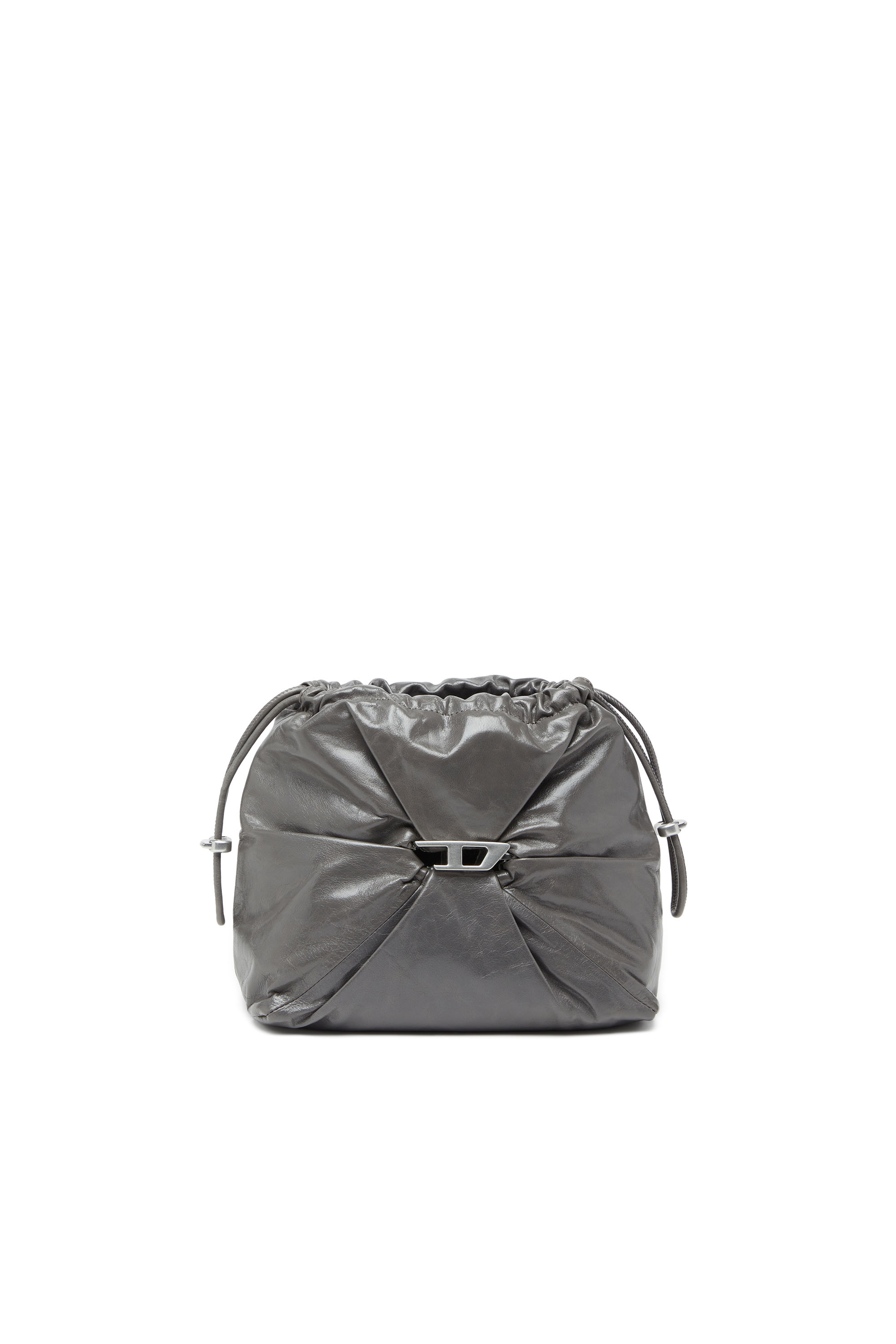 Diesel - SCRUNCH-D BUCKET, Female's Scrunch-D-Bucket bag in shiny wrinkled leather in グレー - 7