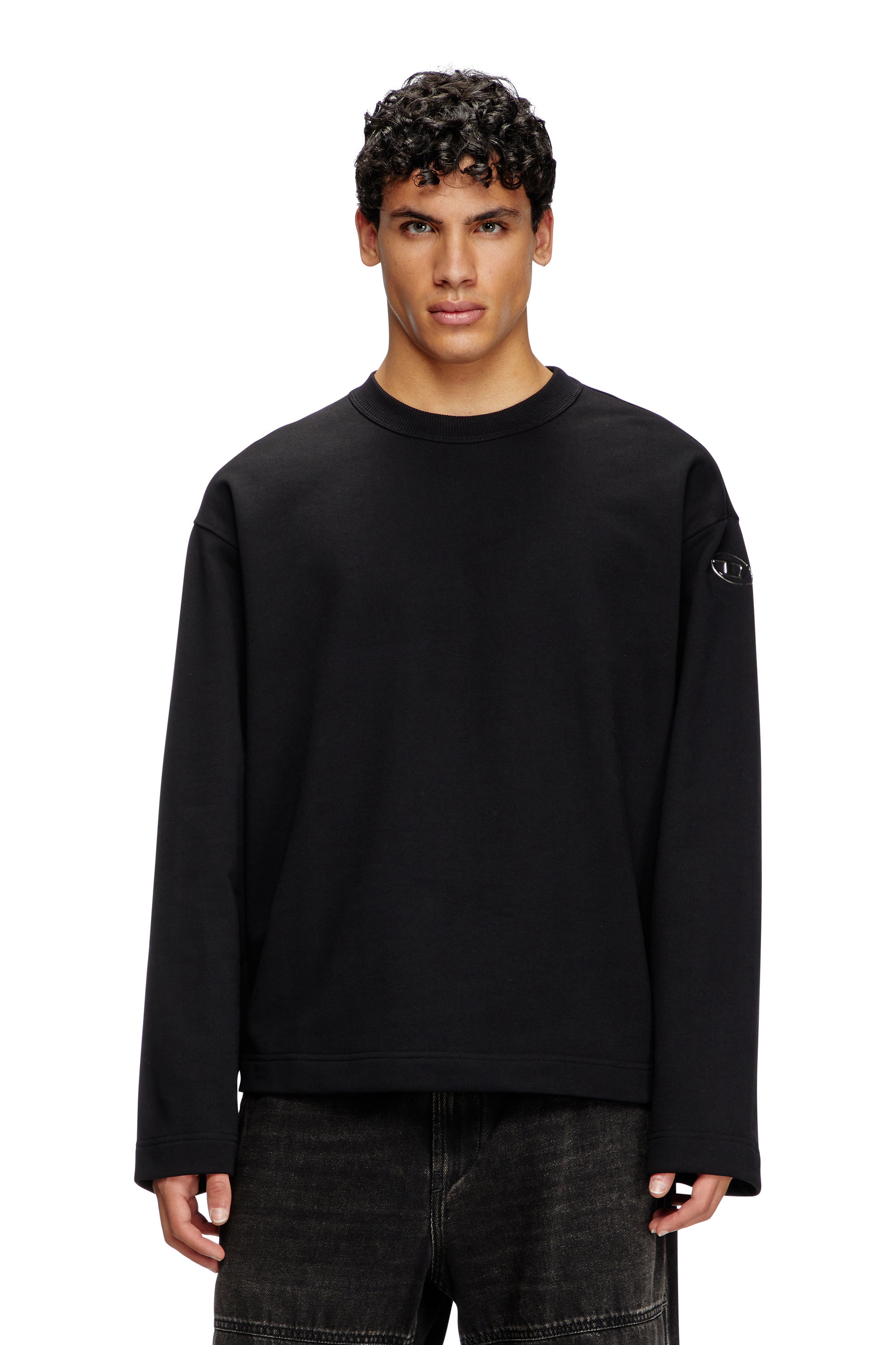 Diesel - S-MACSIS-OD, Male's Sweatshirt with metallic logo in ブラック - 1