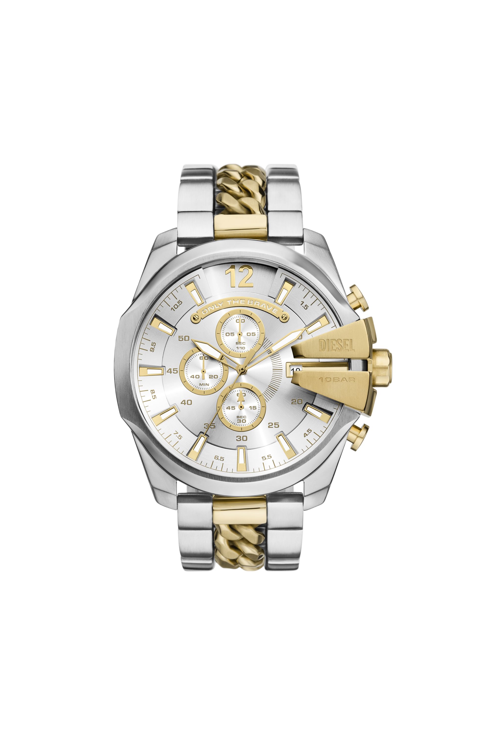 Diesel - DZ4672 WATCH, Male's Mega Chief Two-Tone Stainless Steel Watch in シルバー/ゴールド - 1