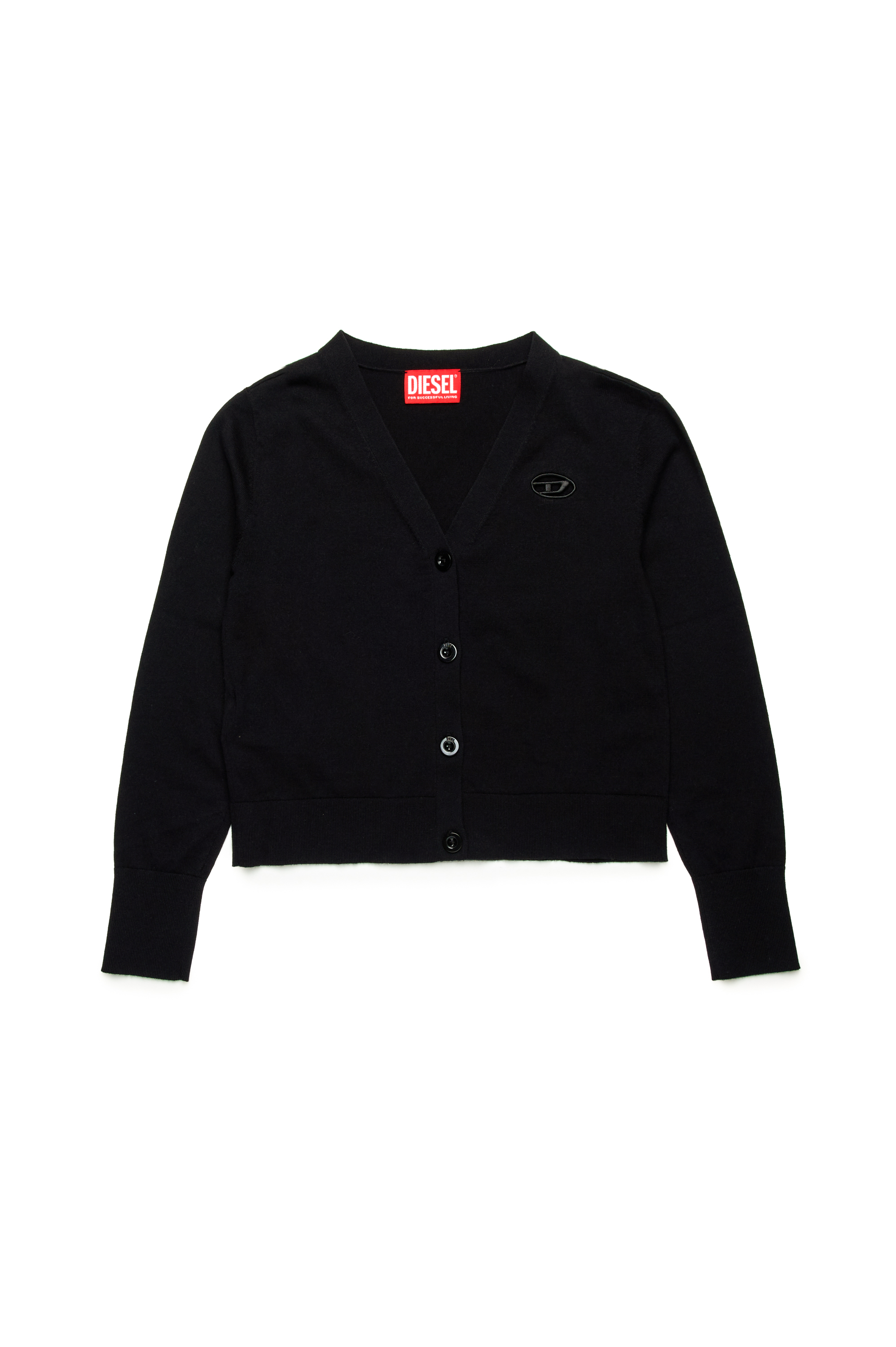 Diesel - KMARTE, Female's Cardigan with cut-out Oval D logo in ブラック - 1