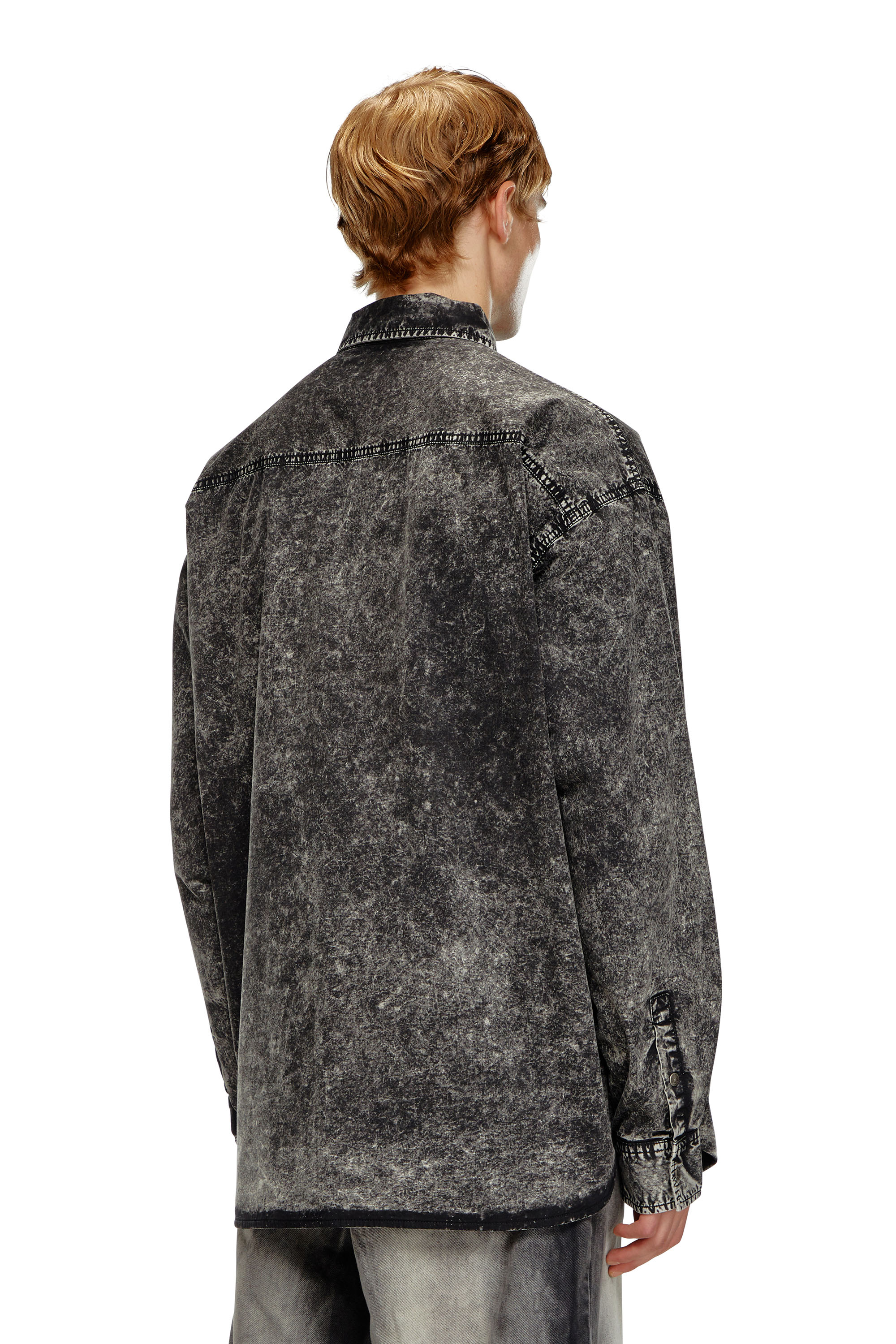 Diesel - S-VEKEN, Male Shirt in marbled cotton in ブラック - Image 4