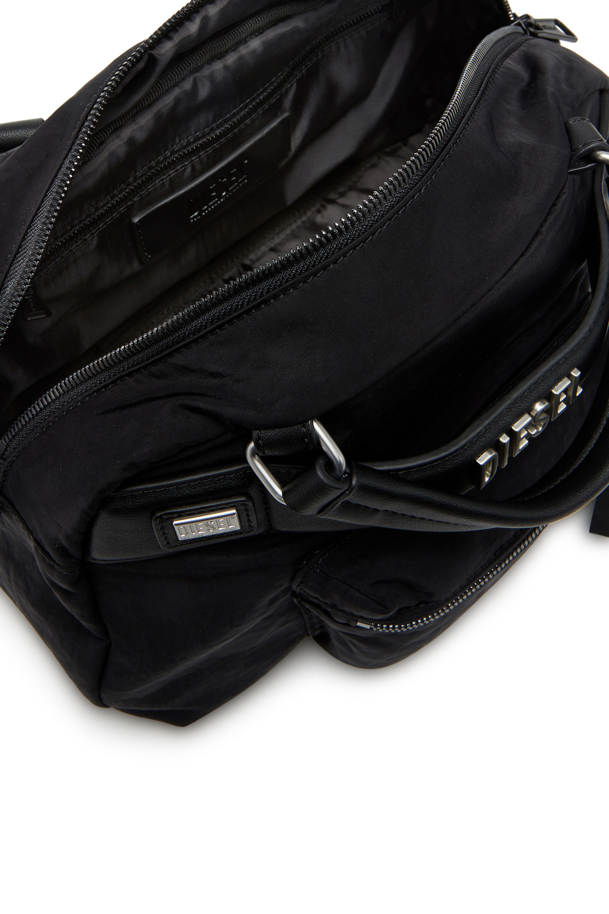 Diesel - LOGOS TOP HANDLE, Unisex Logos-Handbag in recycled nylon in ブラック - Image 4
