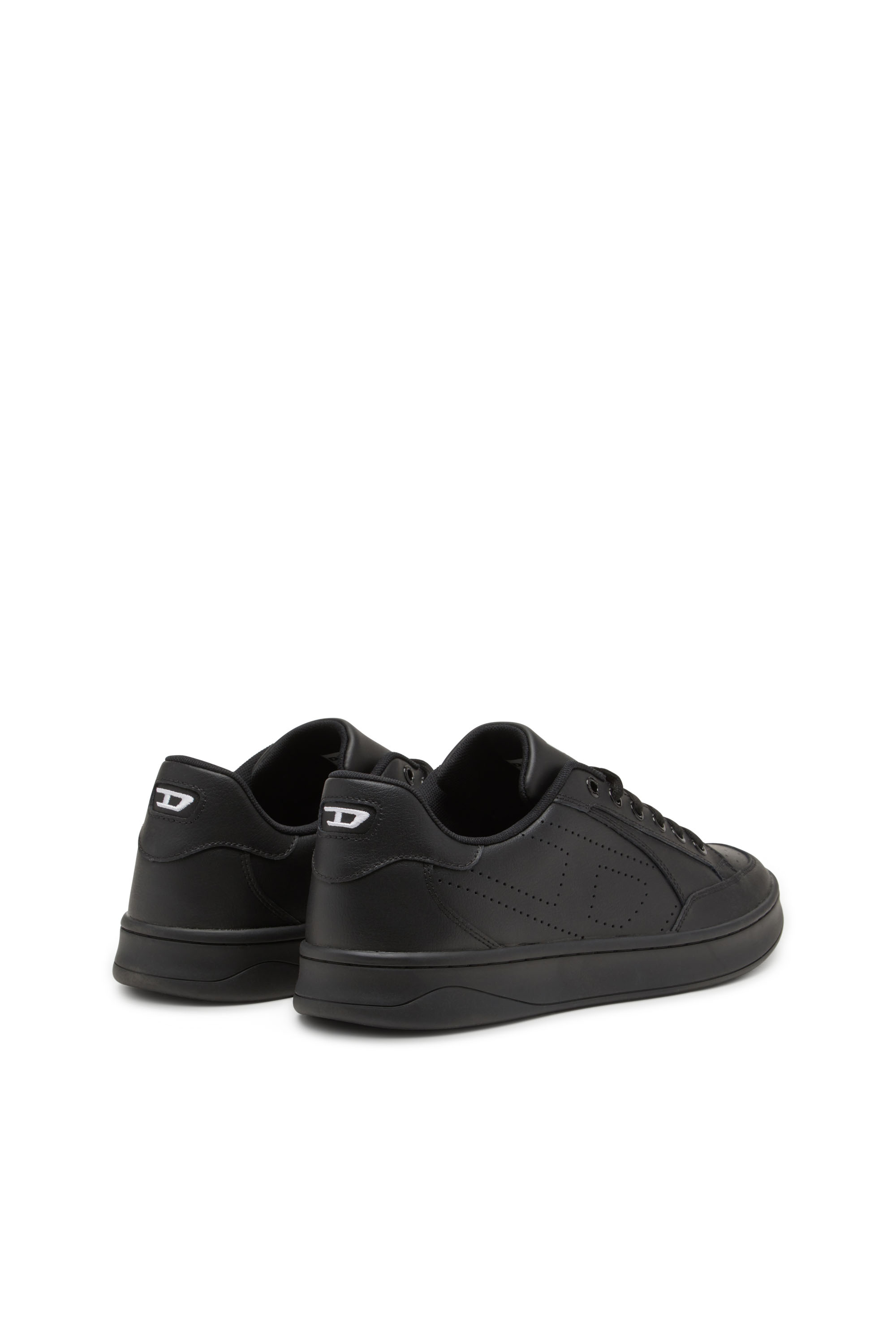 Diesel - S-DAKOTA LOW, Male's Leather sneakers with perforated logo in ブラック - 3