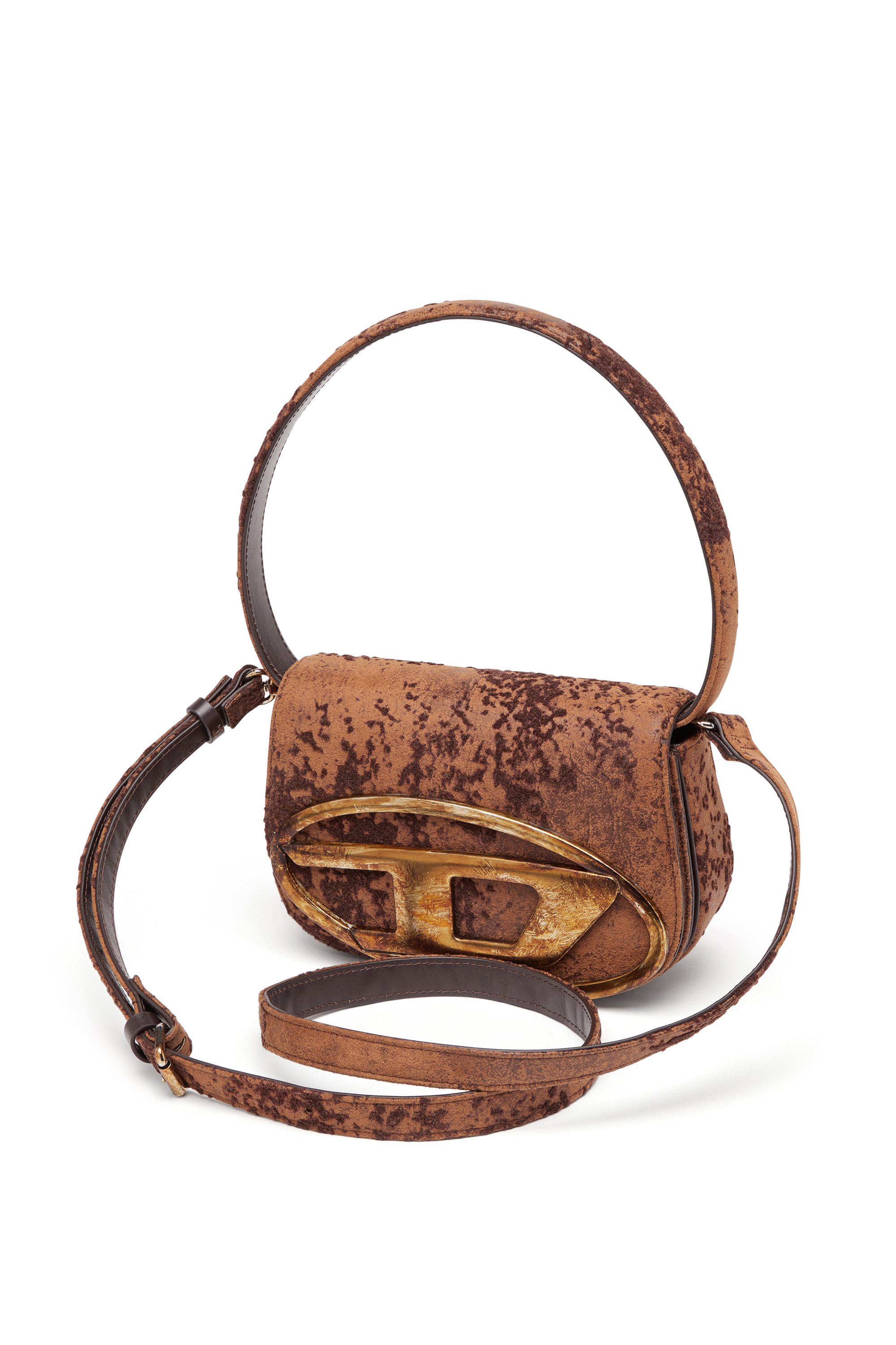 Diesel - 1DR, Female's 1DR-Iconic shoulder bag in flocked fabric in ブラウン - 5