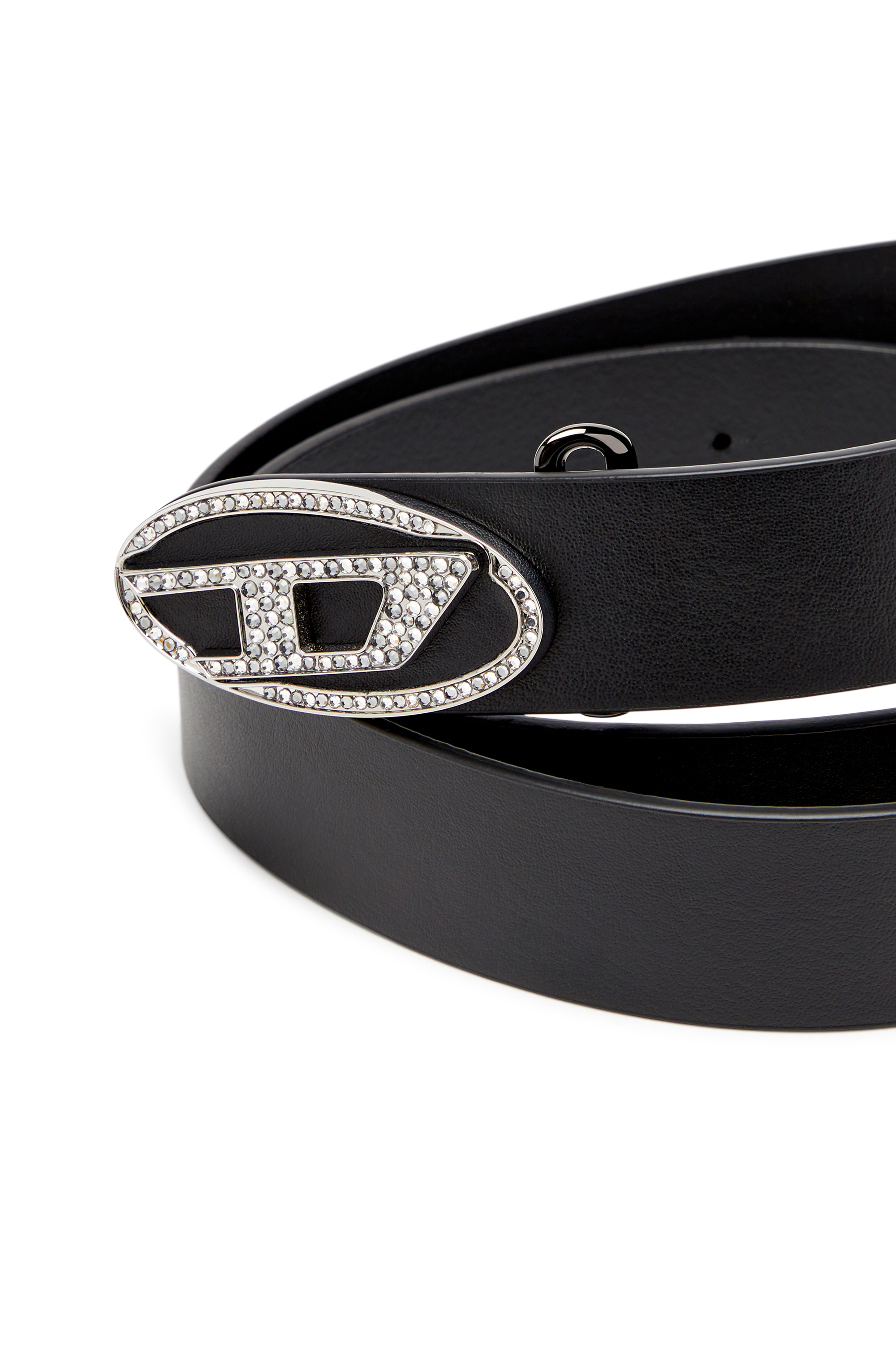 Diesel - B-1DR-LAYER STRASS, Female's Leather belt with crystal buckle in ブラック - 3