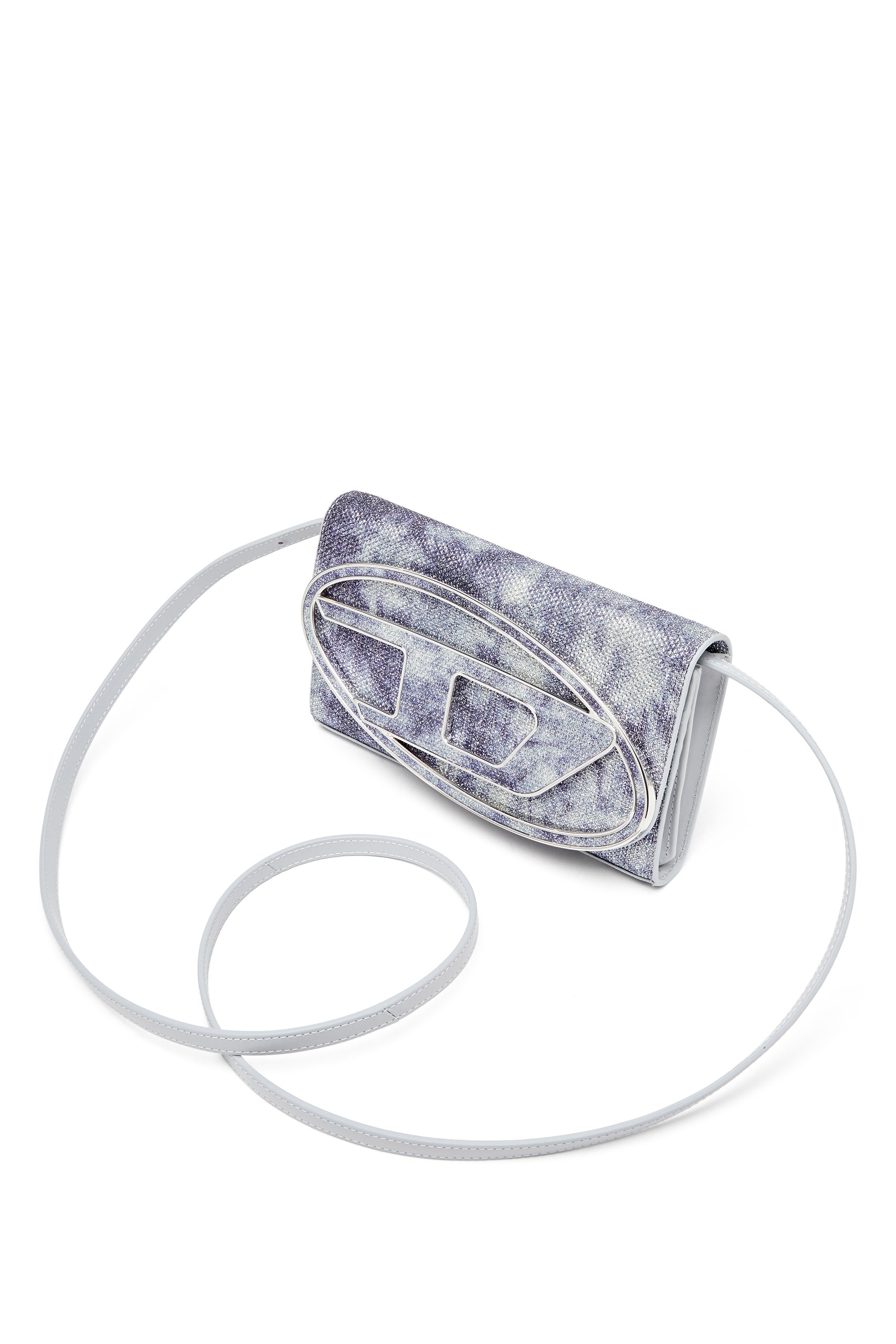 Diesel - 1DR WALLET STRAP, Female's Wallet purse in shimmer fabric in ブルー - 6