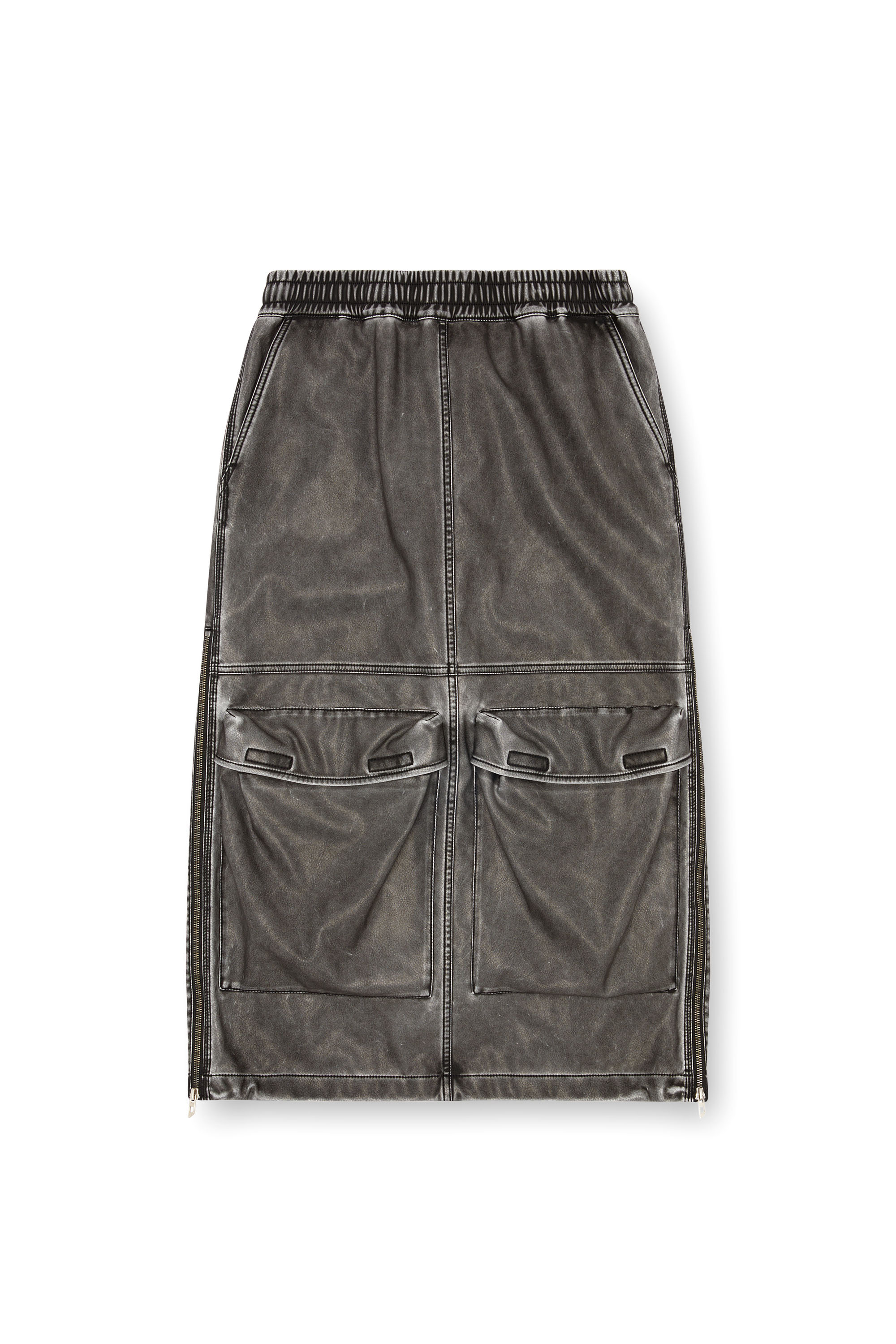 Diesel - O-DYSSEY-P1, Female Long skirt in washed tech fabric in グレー - Image 3