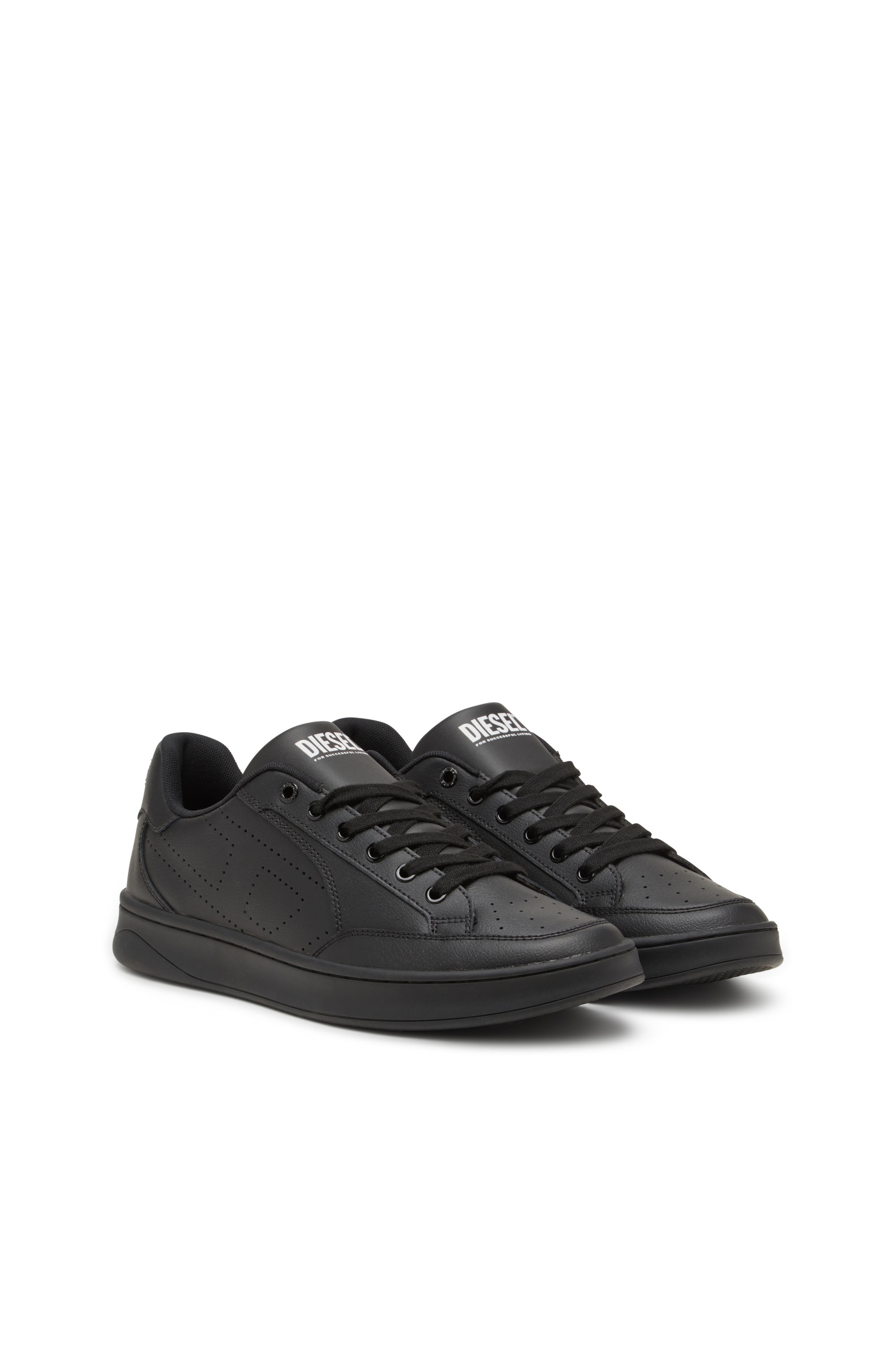 Diesel - S-DAKOTA LOW, Male's S-Dakota-Leather sneakers with perforated logo in ブラック - 2