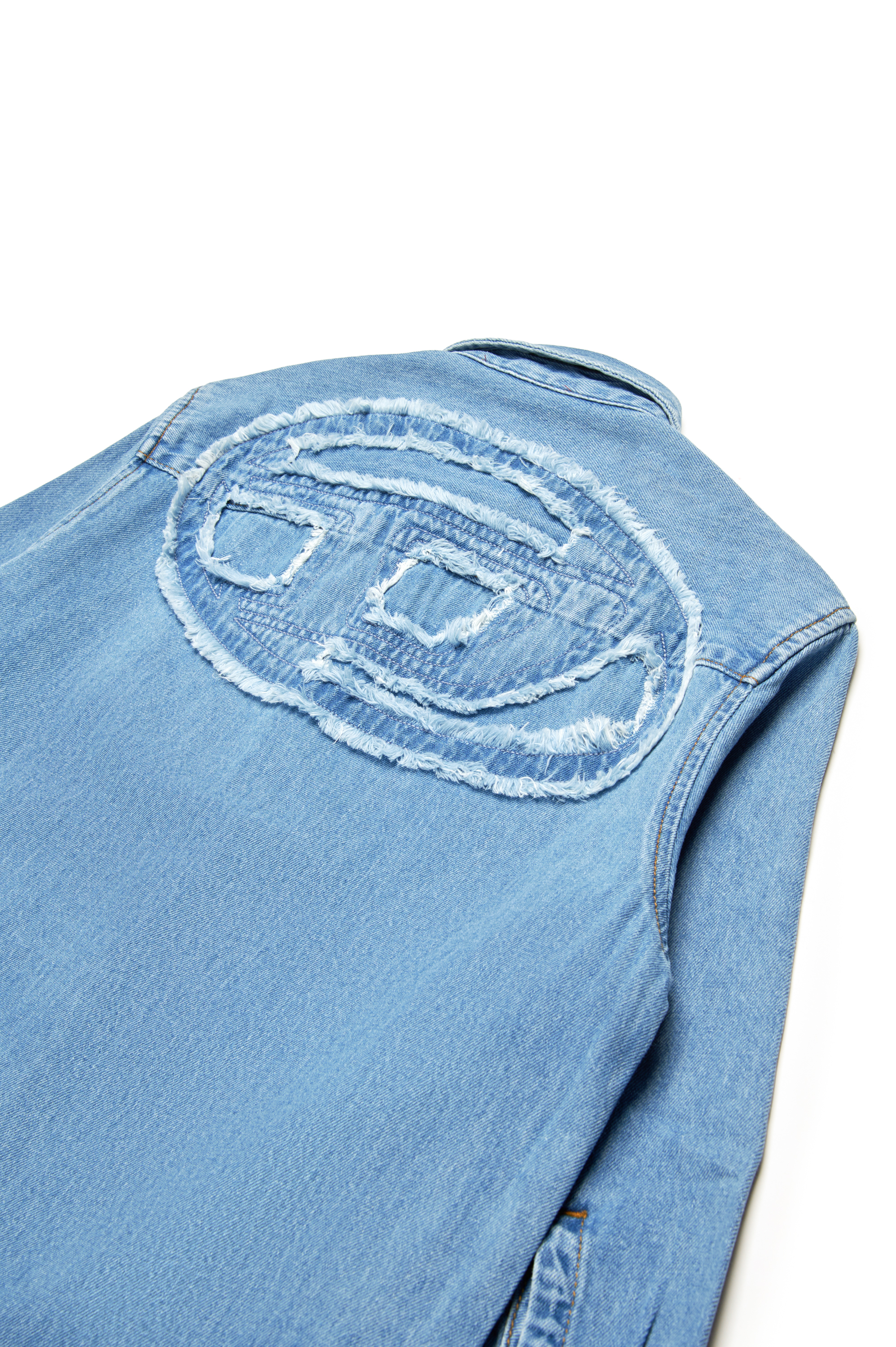 Diesel - DEBBLI, Female's Denim shirt dress with frayed Oval D logo in ライトブルー - 4