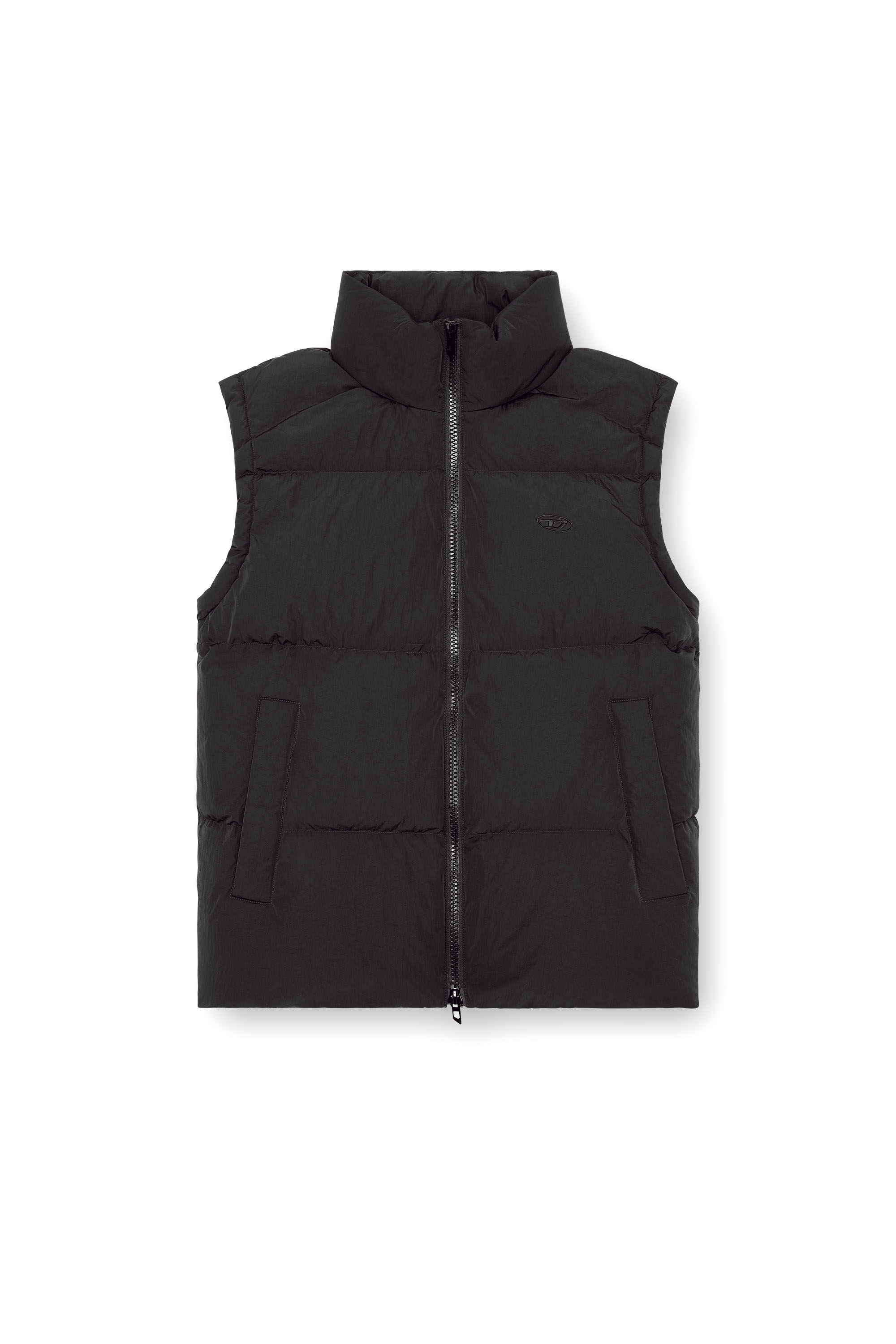 Diesel - W-RAVEEL-SL, Male's Down vest in crinkled nylon in ブラック - 3