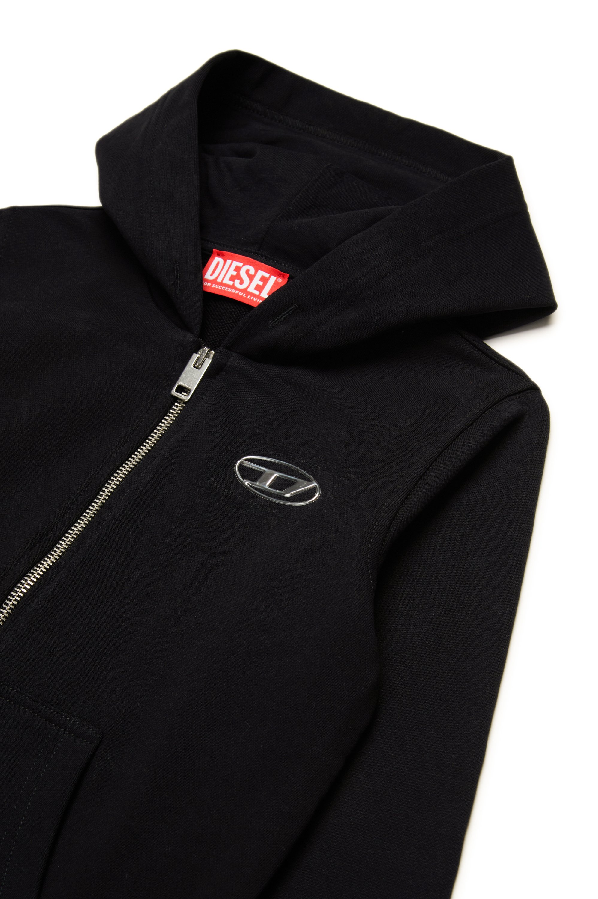 Diesel - SMACIS, Male's Zip-up hoodie with metal-effect Oval D in ブラック - 3