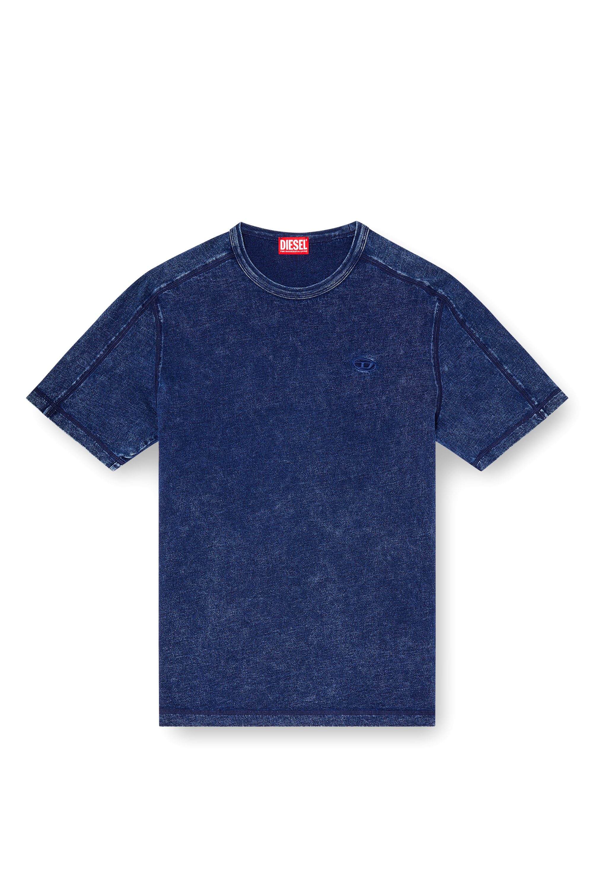 Diesel - T-ADJIND, Male's Denim-look jersey T-shirt in ブルー - 3