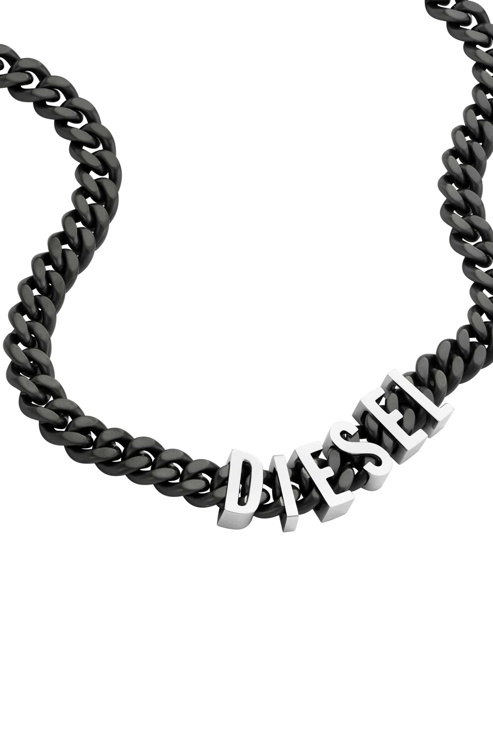 Diesel - DX1487, Male Two-Tone stainless steel chain necklace in ブラック - Image 1