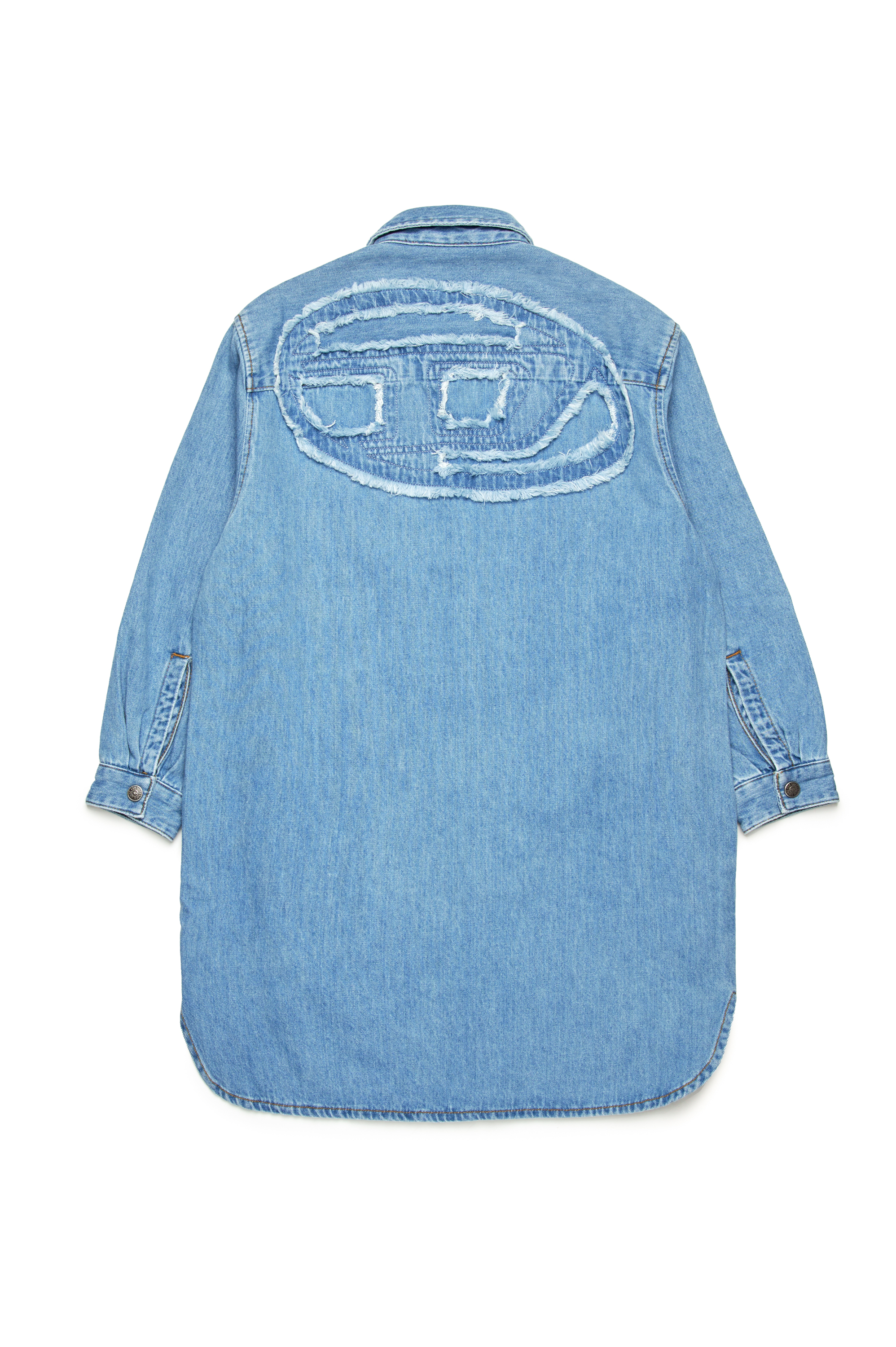 Diesel - DEBBLI, Female's Denim shirt dress with frayed Oval D logo in ライトブルー - 2