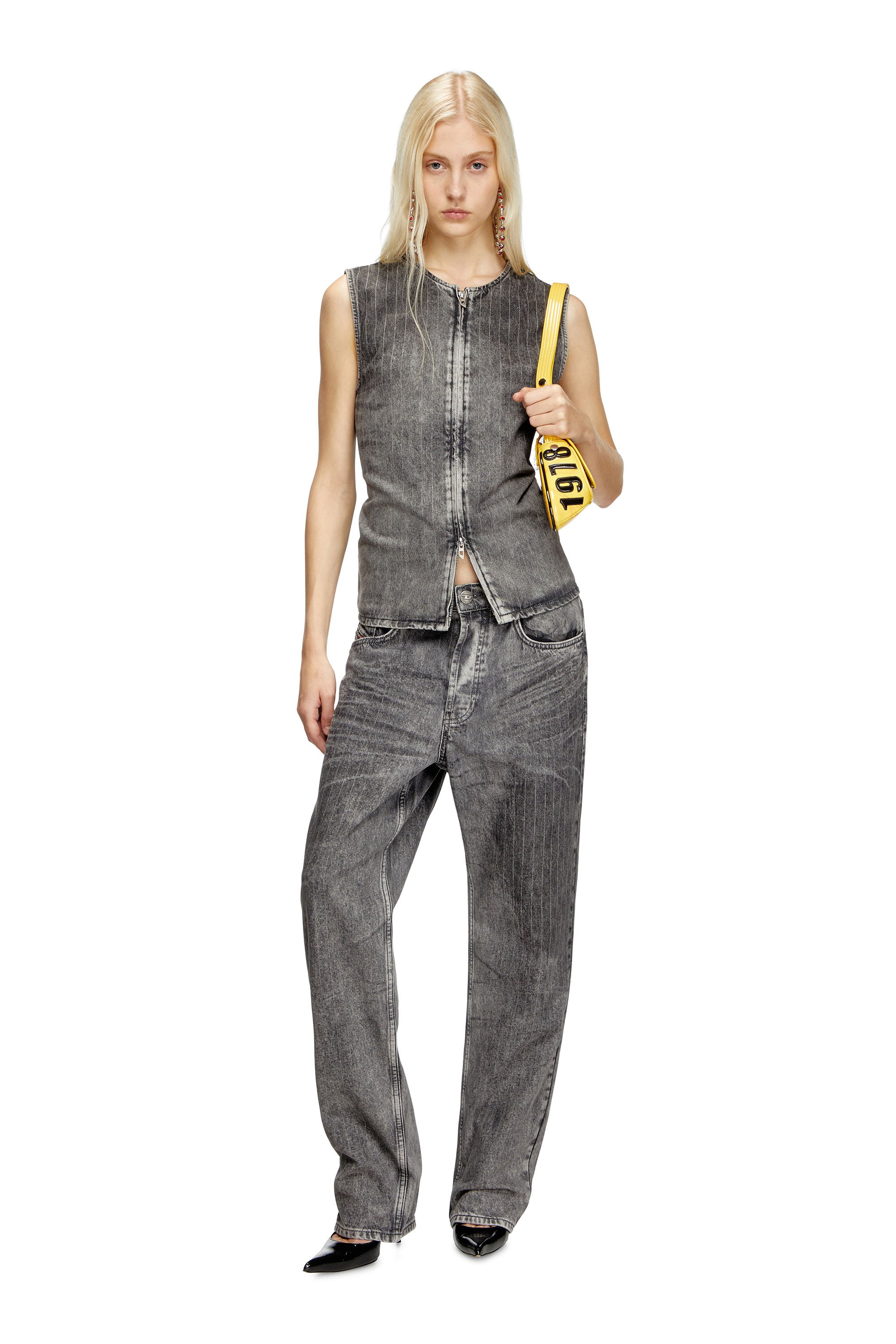 Diesel - D-SUND-S, Unisex's Vest in tailoring pinstripe denim in グレー - 6