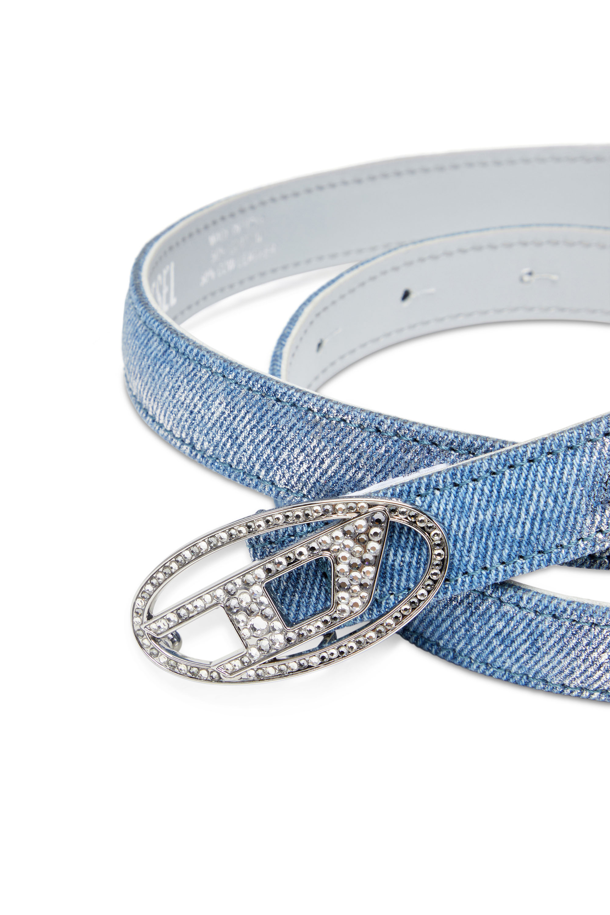 Diesel - B-1DR STRASS 20, Female's Slim belt in foiled denim and leather in ライトブルー - 3