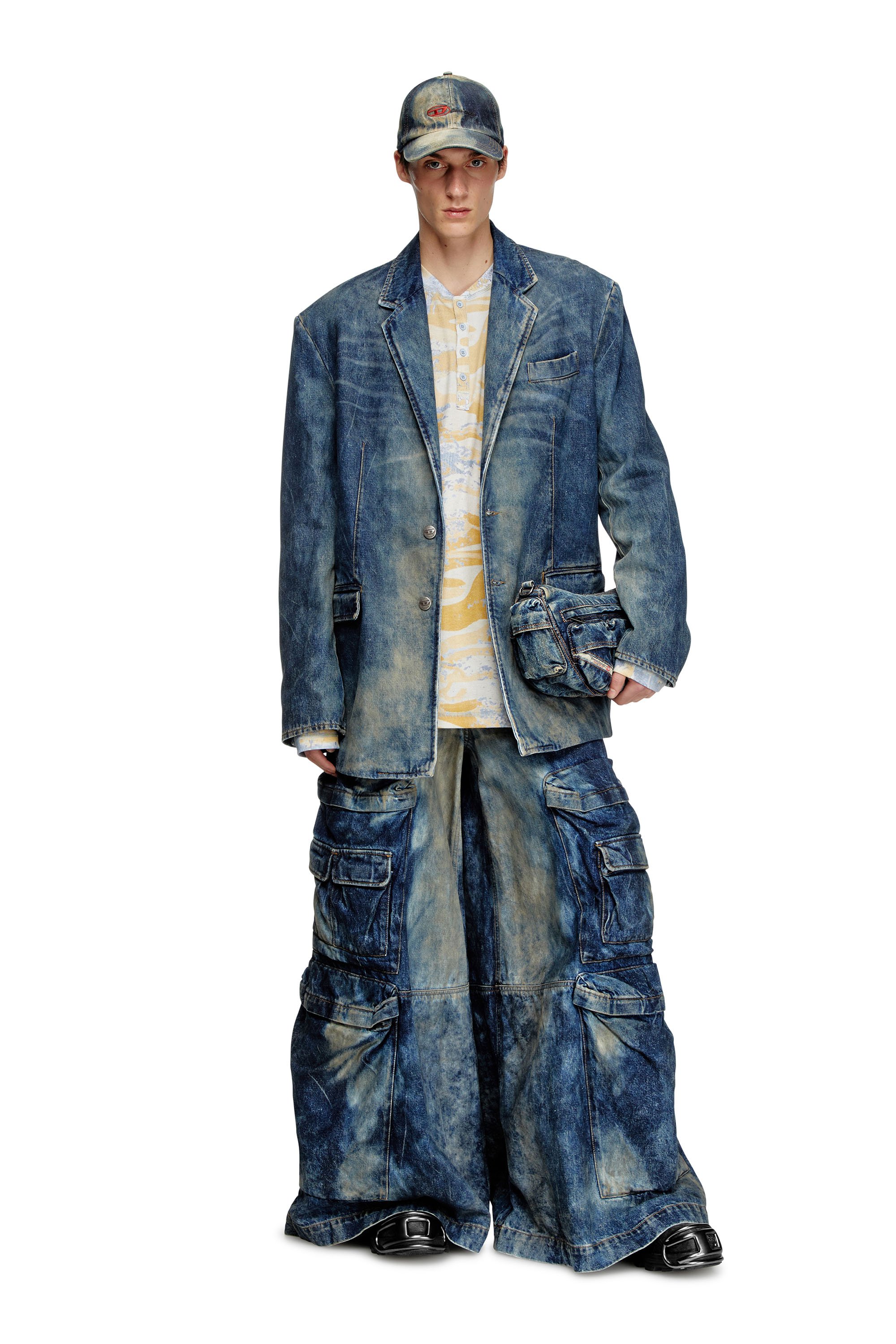 Diesel - D-OVER-DD, Unisex's Blazer in hand-treated dirty denim in ダークブルー - 1