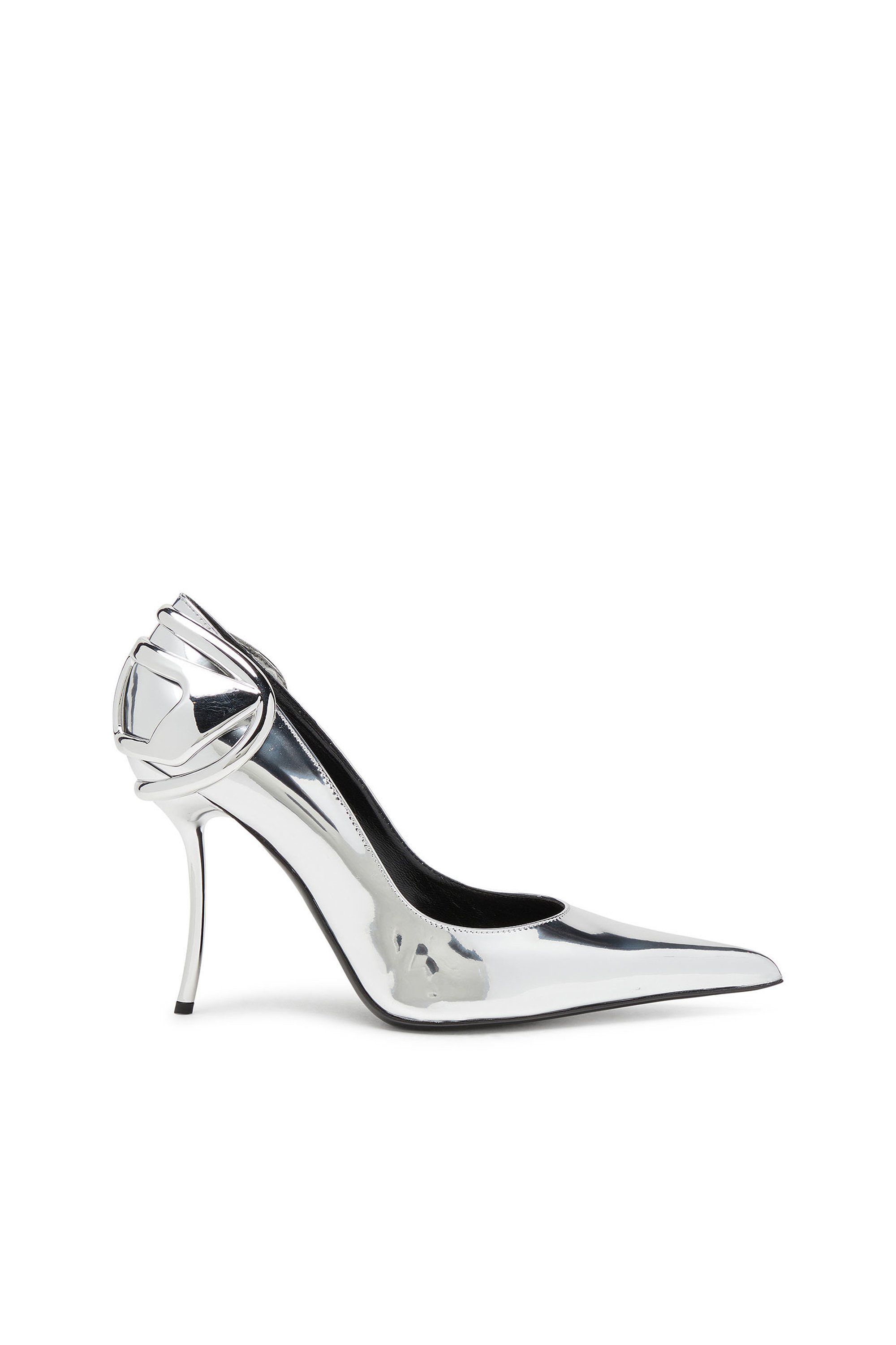 Diesel - D-TEN&HALF P, Female's D-Ten&Half-Metallic pumps with curved heel in シルバー - 1