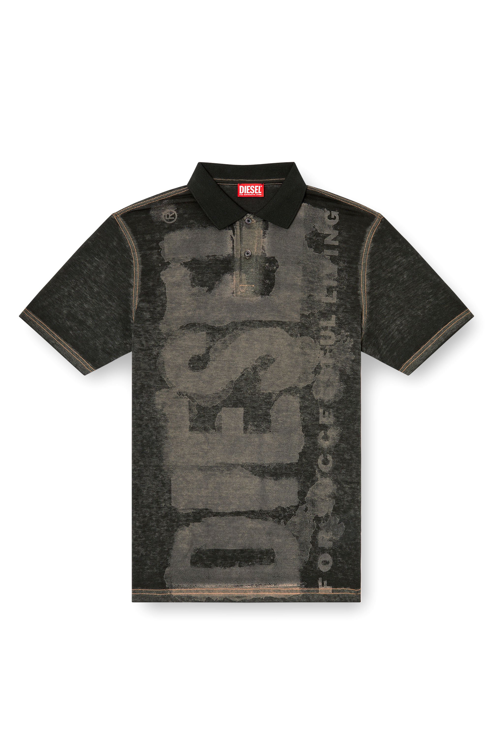 Diesel - T-REJUST-NC, Male's Polo shirt with water print logo in ブラック - 3