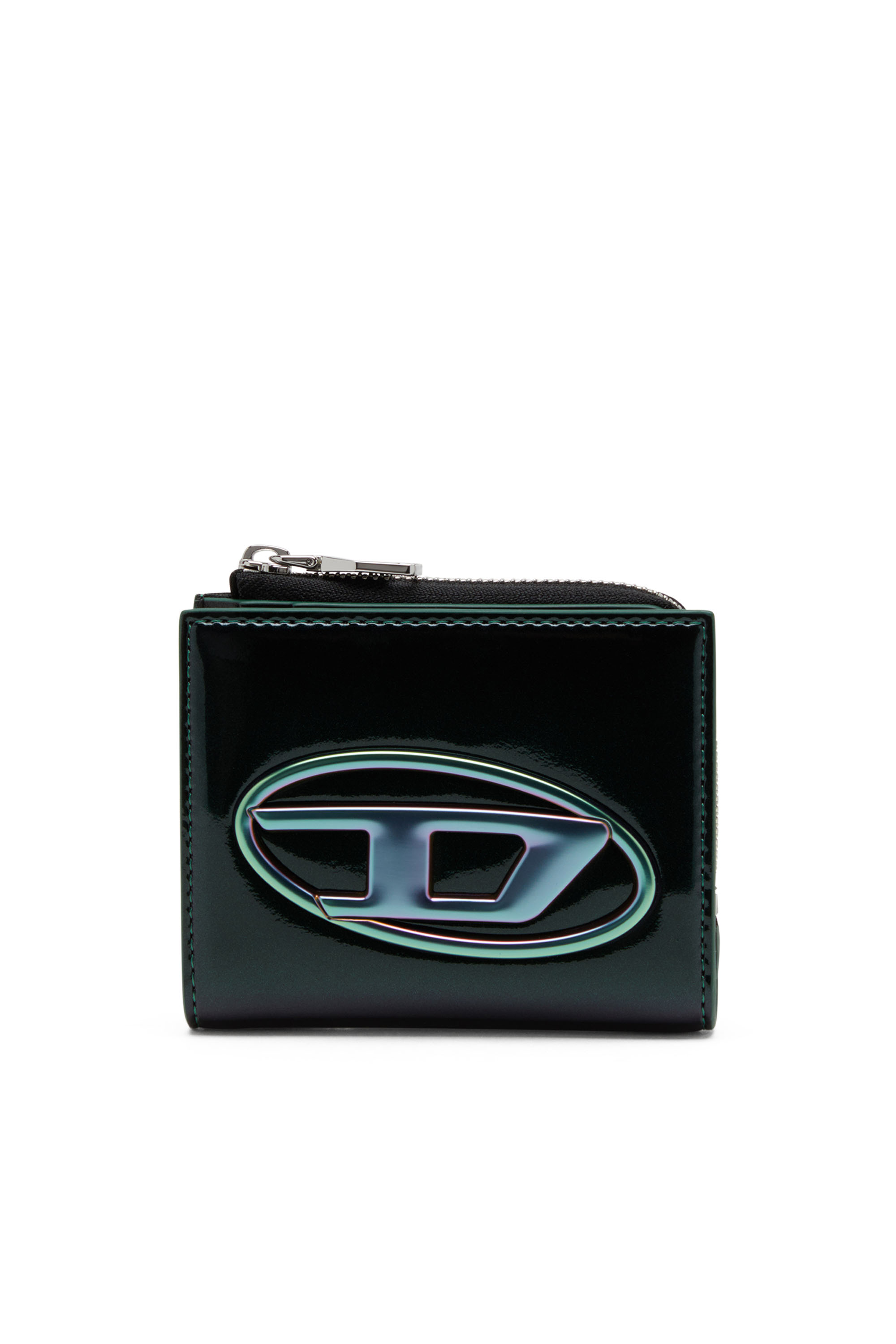 Diesel - 1DR CARD HOLDER ZIP L, Female's Iridescent bi-fold card holder in グリーン/ブルー - 1